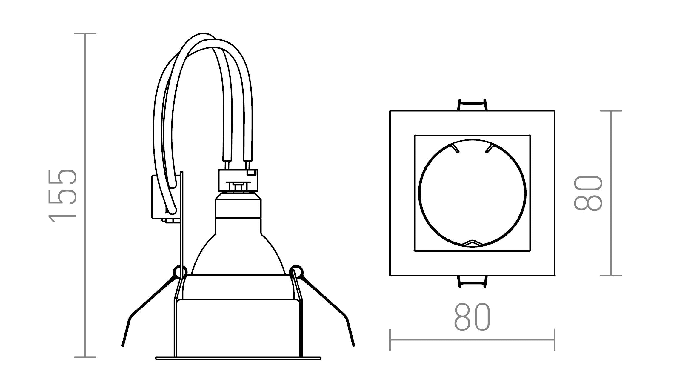 MERIKO GU5,3 niet verstelbare plafondlamp lamp - Product sketch