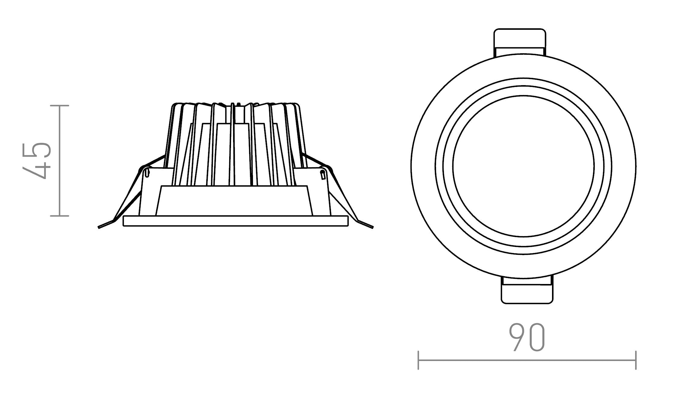 OXA 9 wpuszczana lampa - Product sketch