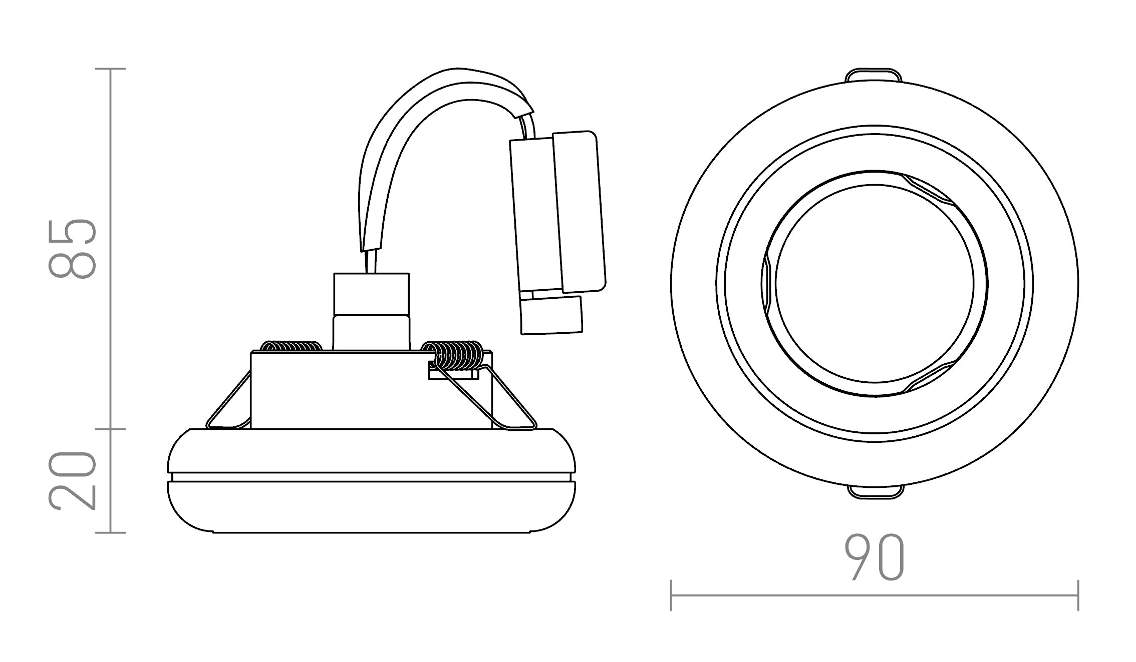 ESTA R inbouwlamp lamp - Product sketch
