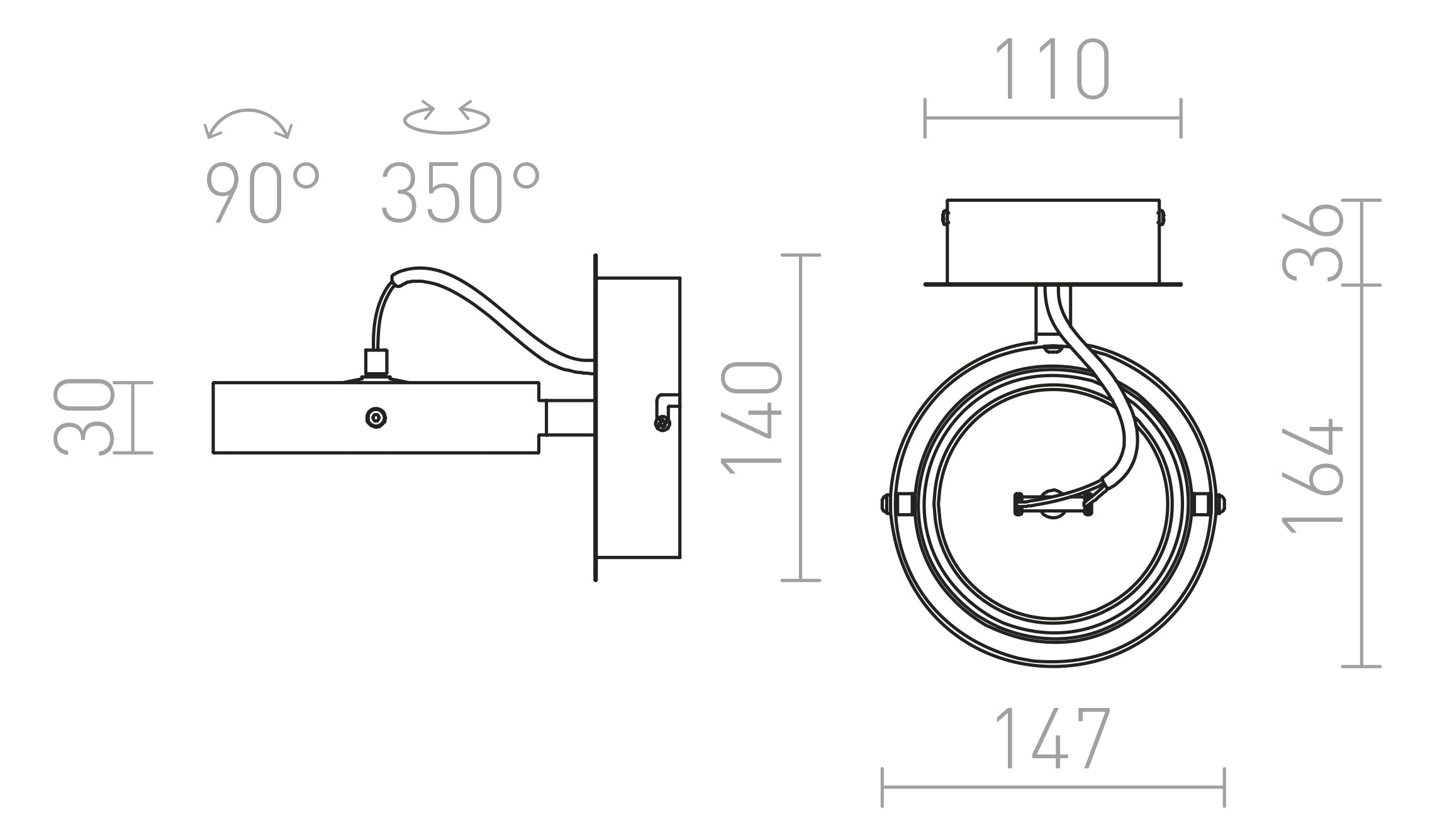 CASSIE wandlamp lamp - Product sketch