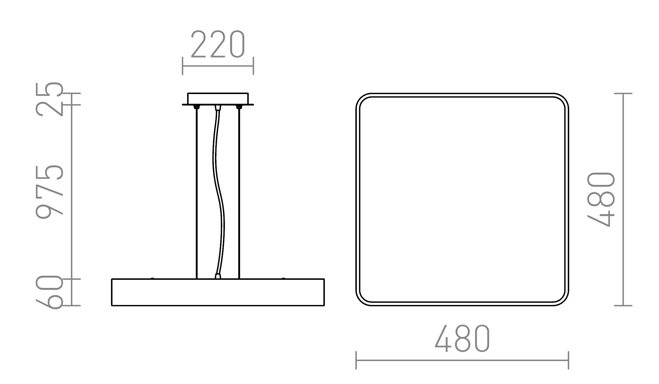 MENSA SQ 48 pendant lamp - Product sketch