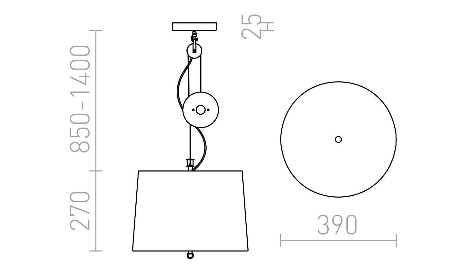 LEVITA závesná sťahovacia lampa - Product sketch