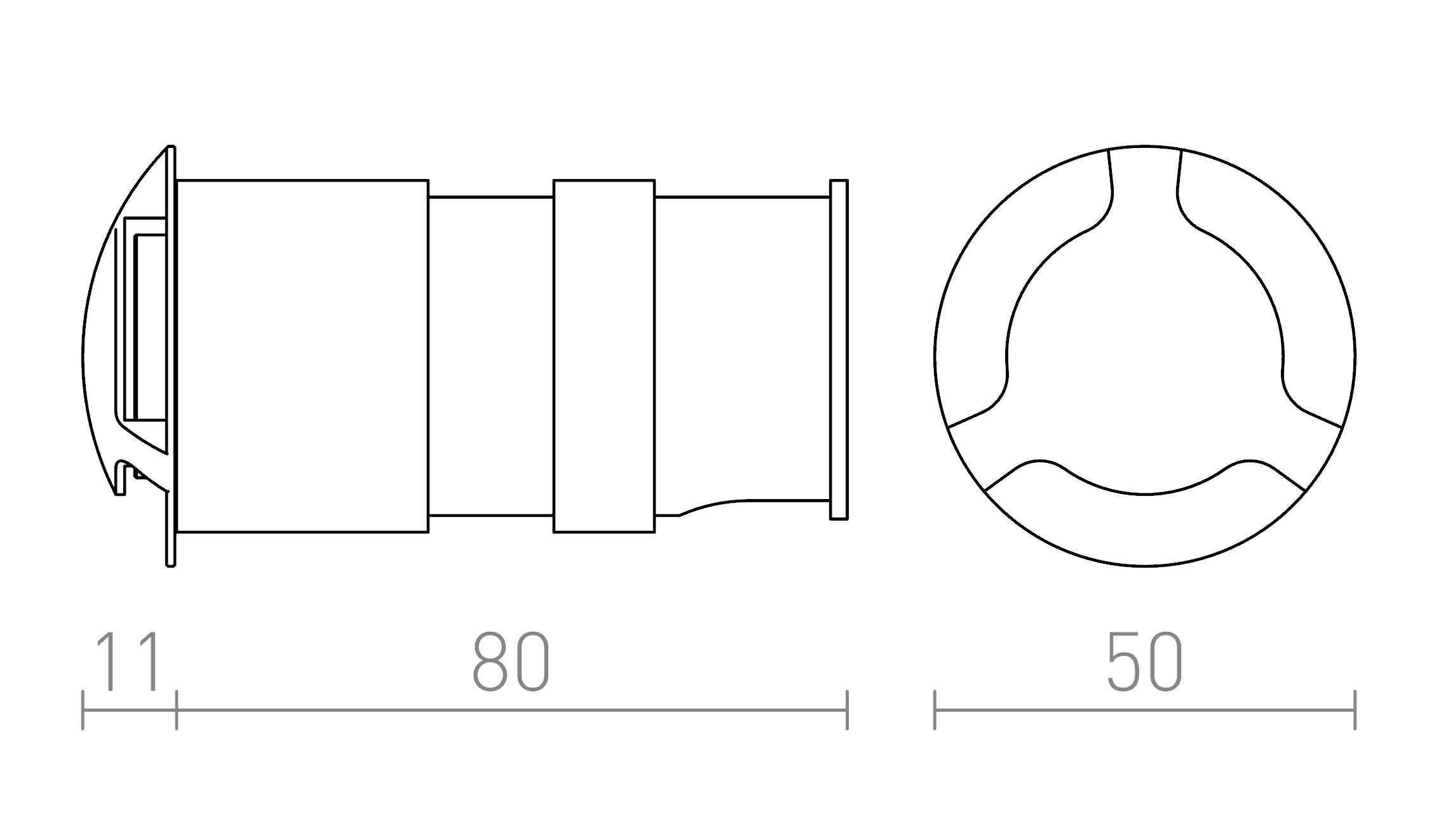 KICK III ugradna lampa - Product sketch