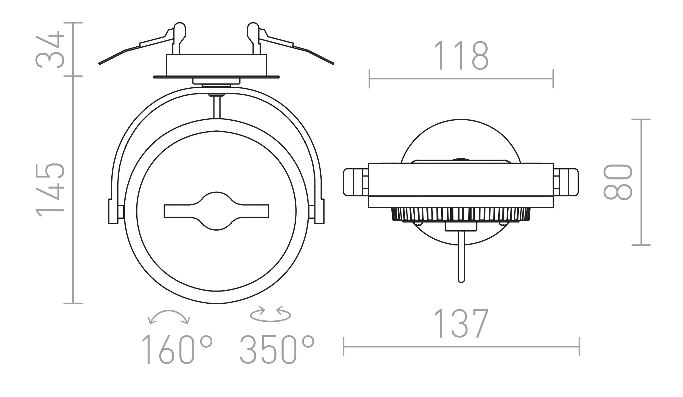 KELLY LED DIMB delvis infälld lampa - Product sketch