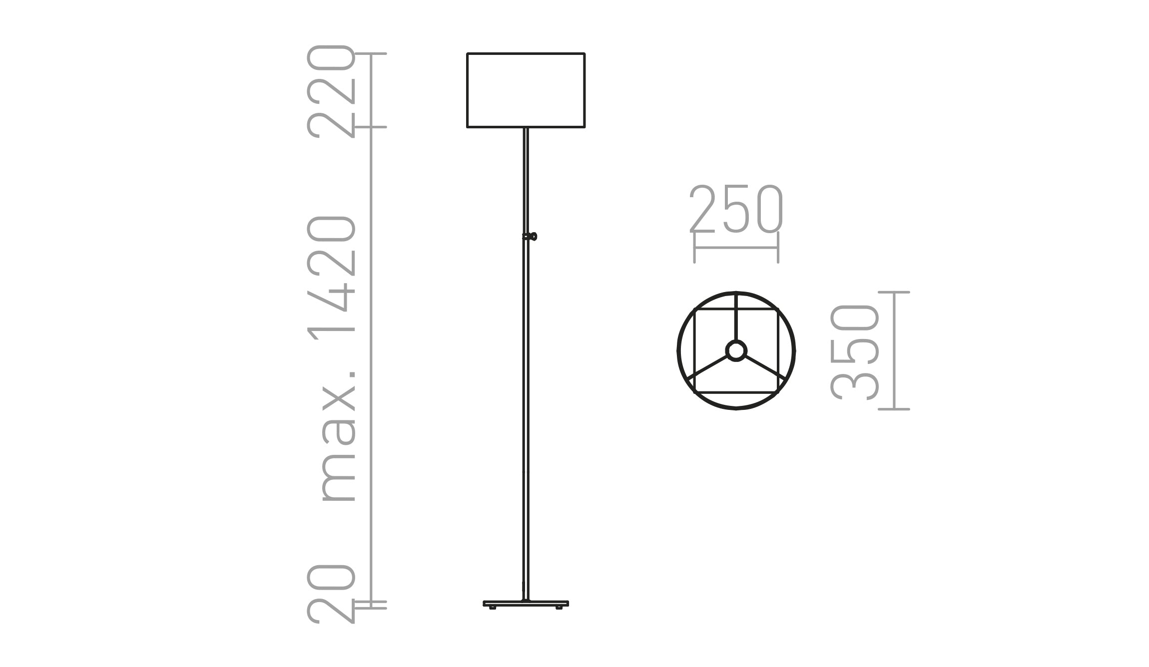 EDIKA staande lamp lamp - Product sketch