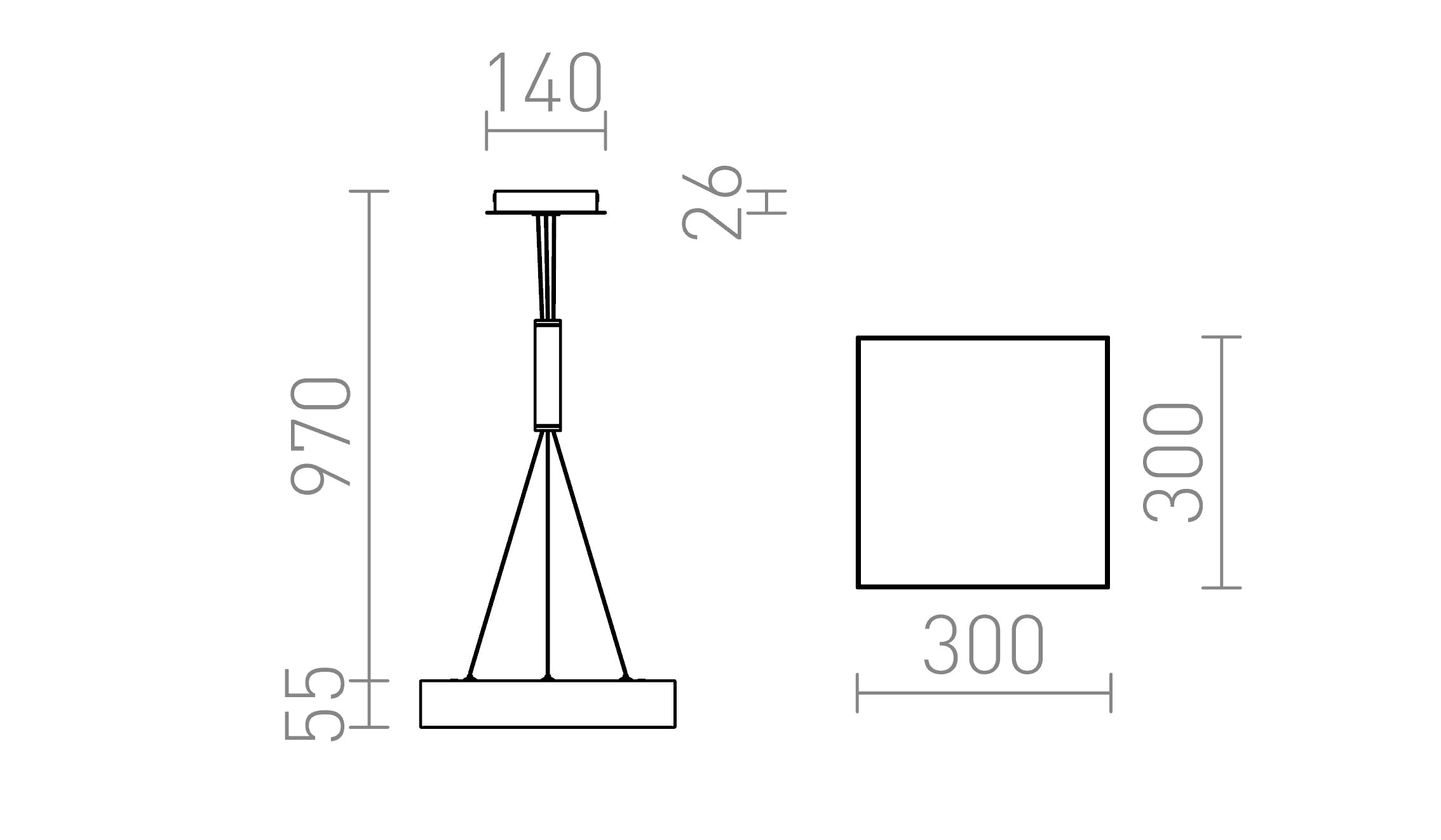 LARISA SQ 30 viseča lampa - Product sketch
