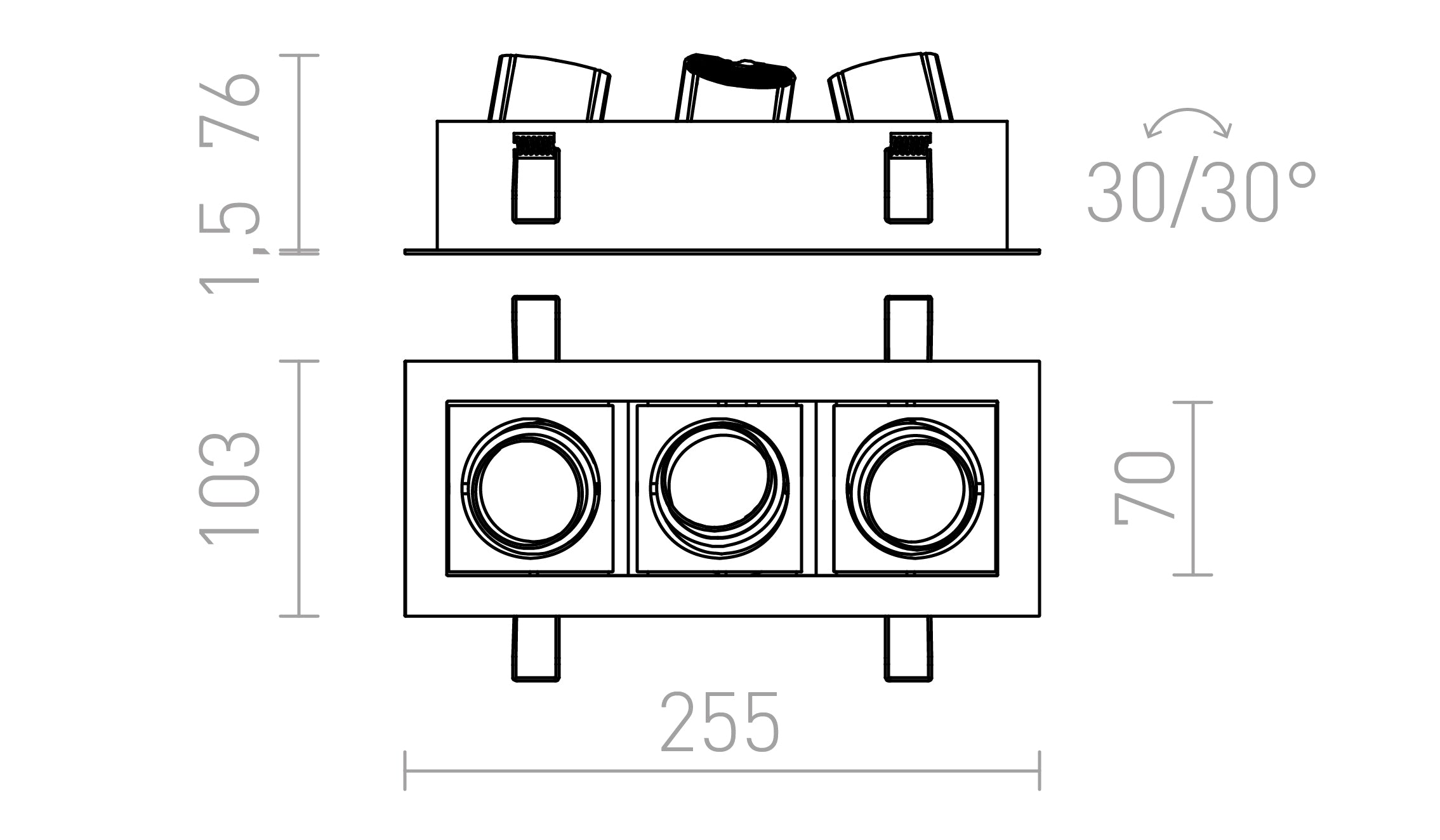 BONDY III χωνευτό λαμπτήρας - Product sketch