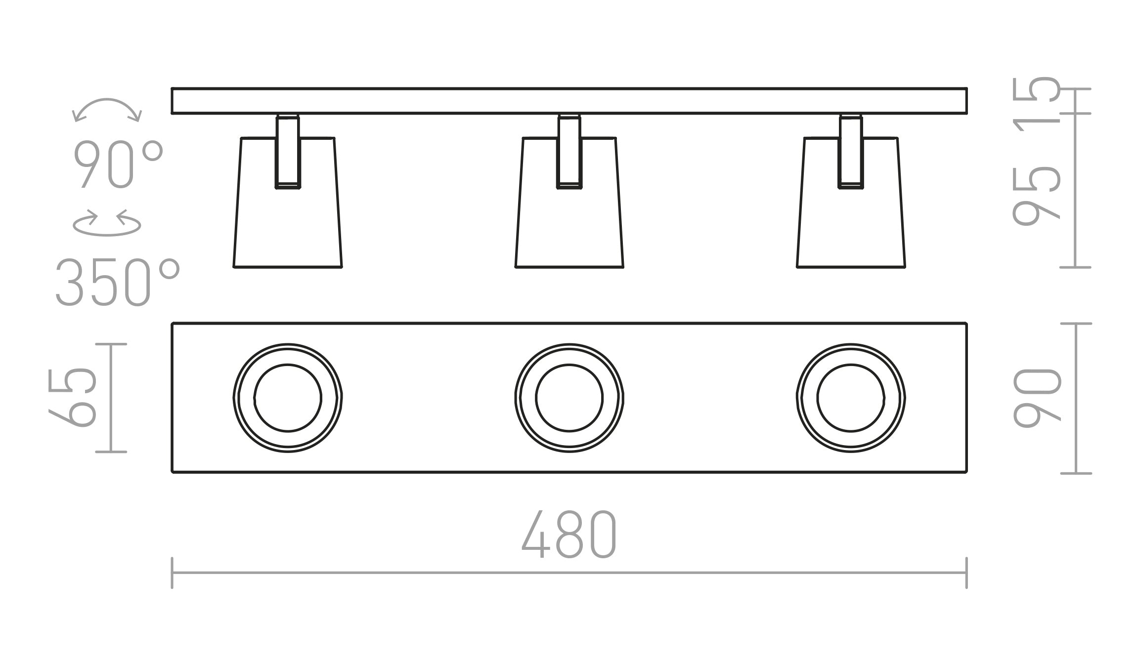 KENNY III surface mounted lamp - Product sketch