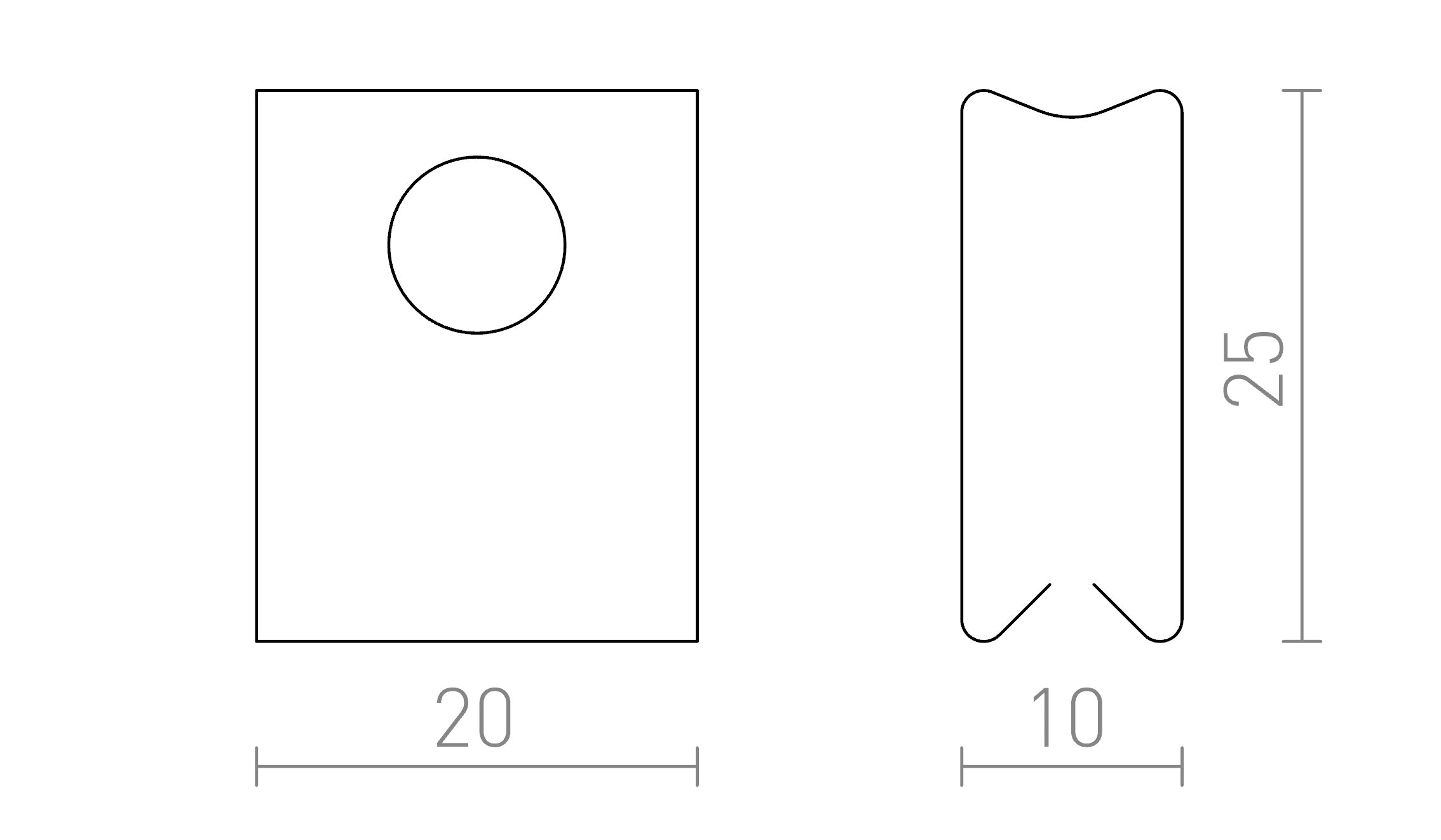 EUTRAC Verende clips voor verzonken 3f. stroomrail (6 stuks) - Product sketch
