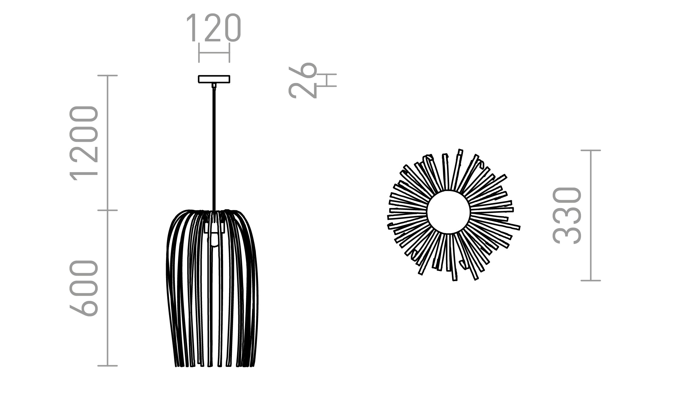 ZALA viseča lampa - Product sketch
