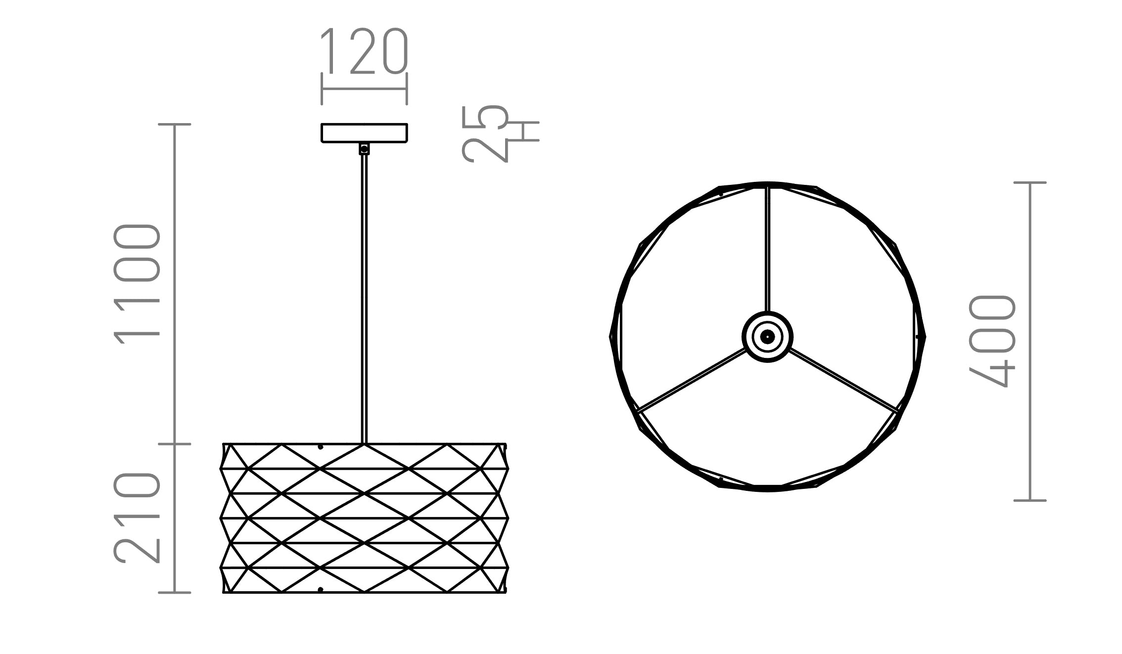 EZRA 40 suspendat lampă - Product sketch