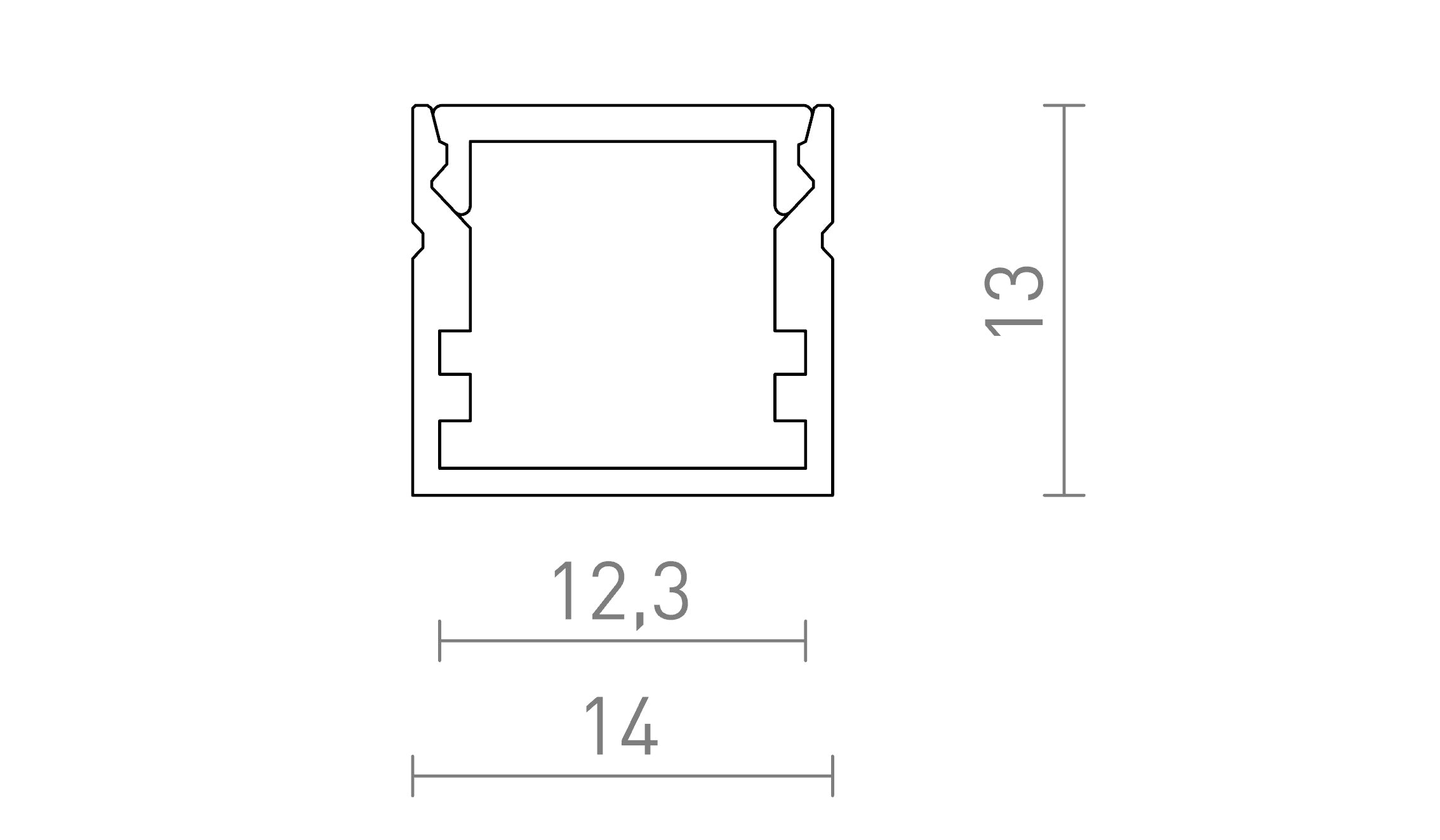 LED PROFILE C montat pe suprafață 1m - Product sketch