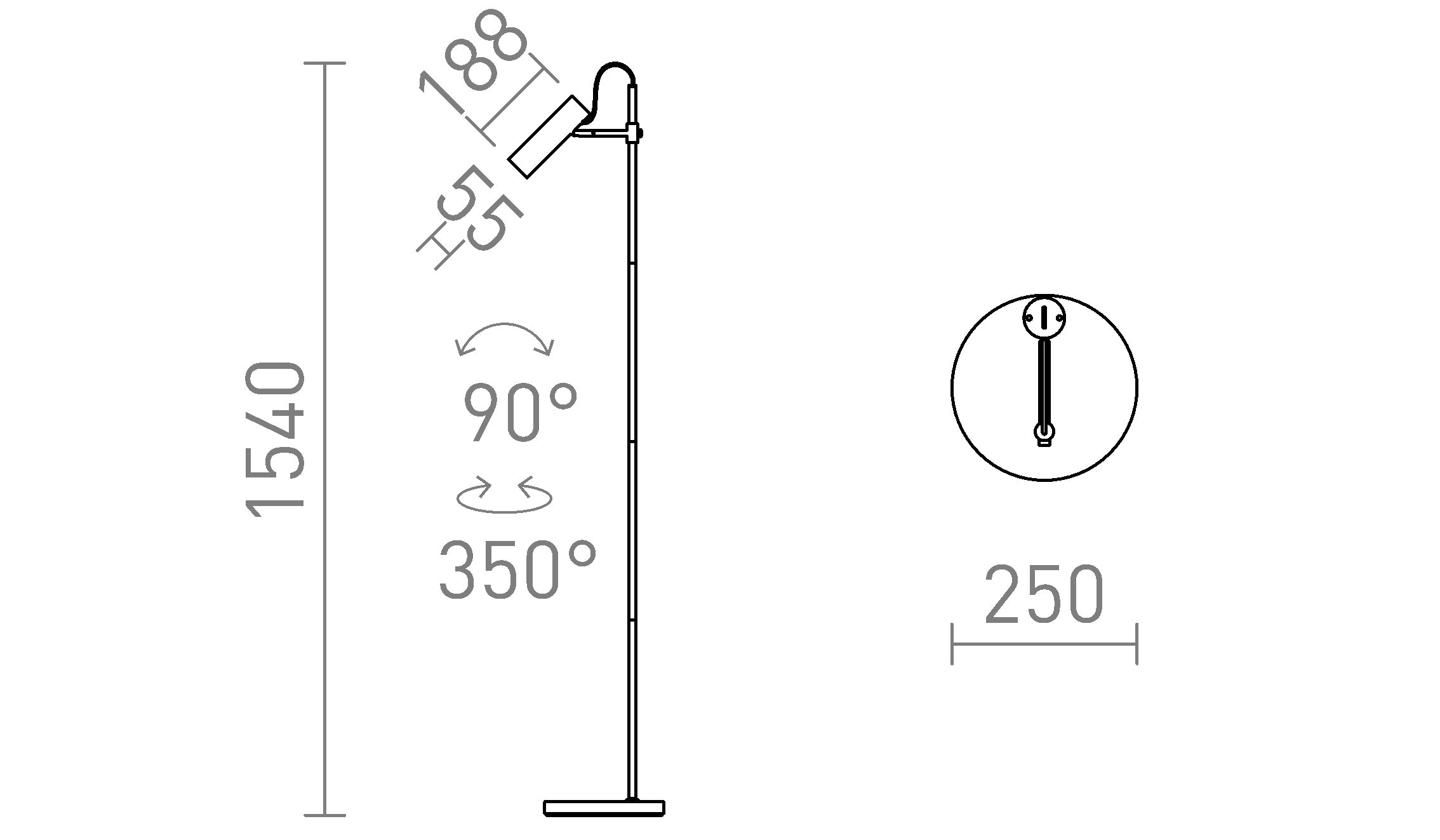 VARIA staande lamp lamp - Product sketch