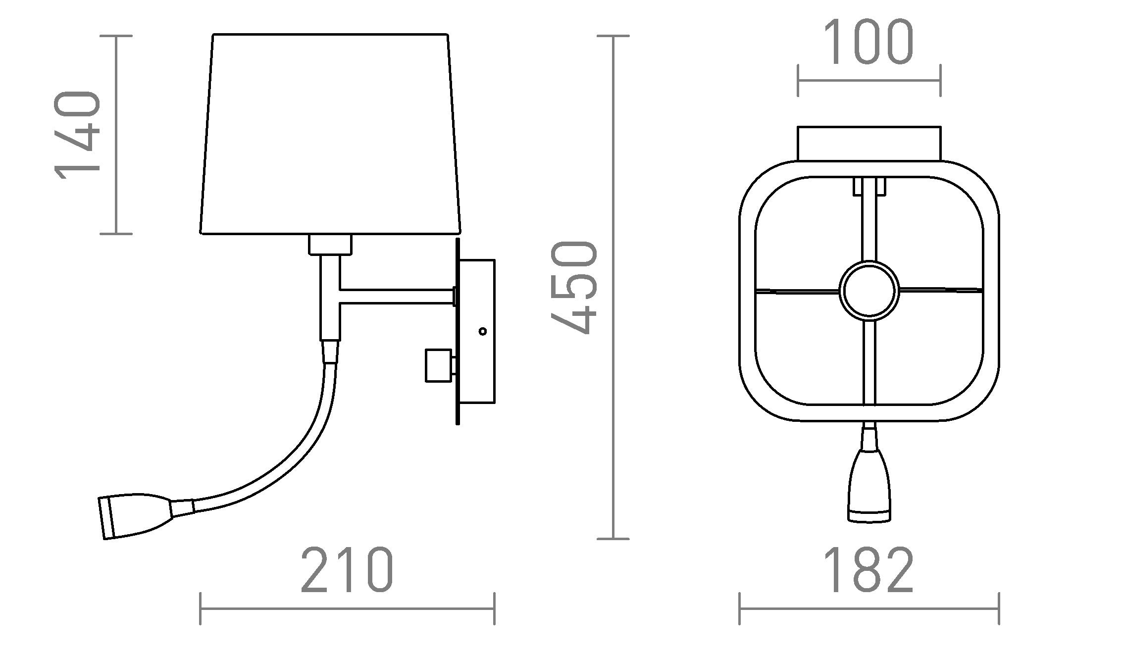PERTH wandlamp met LED - Product sketch