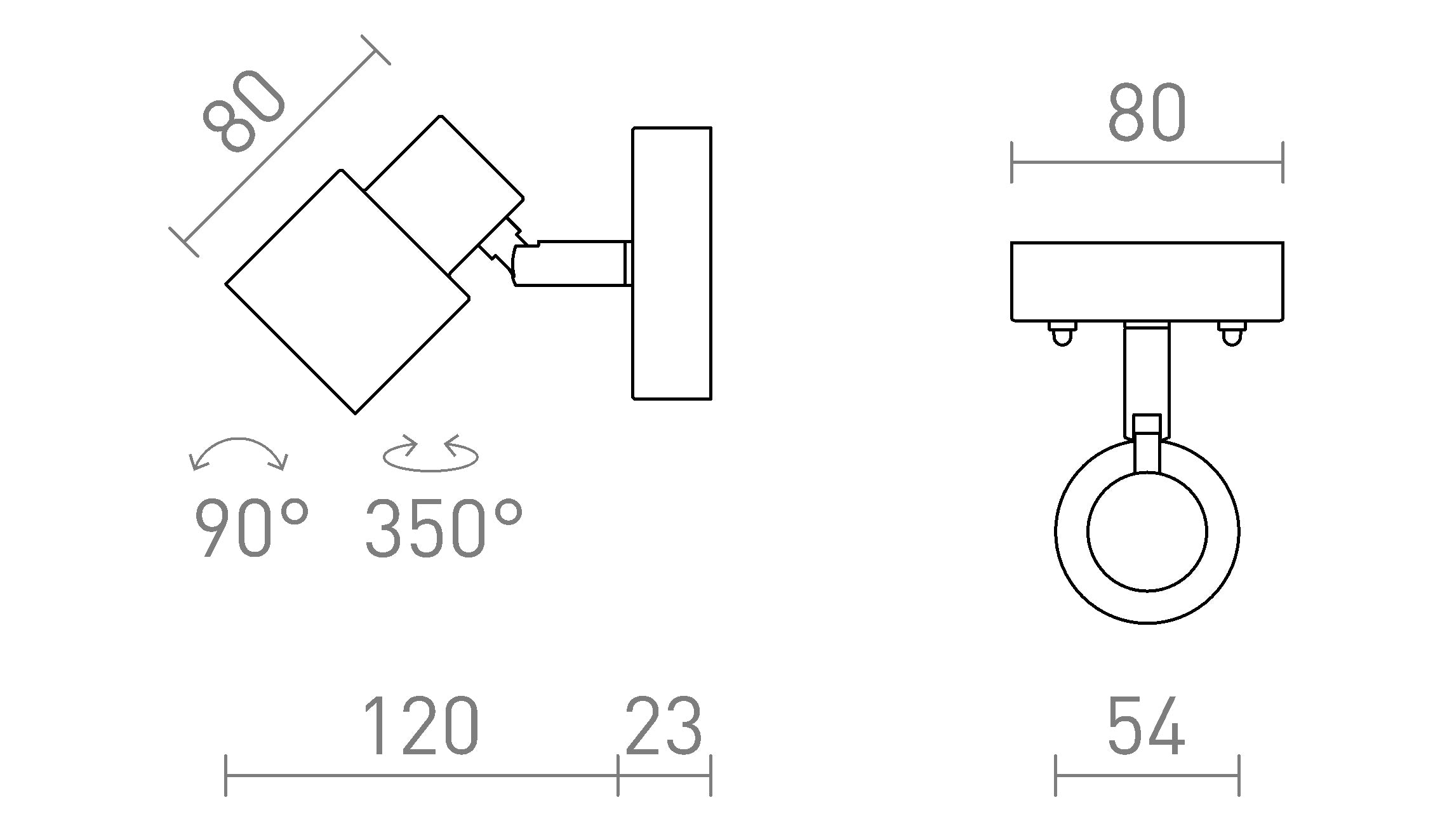 VALTO I wandlamp lamp - Product sketch