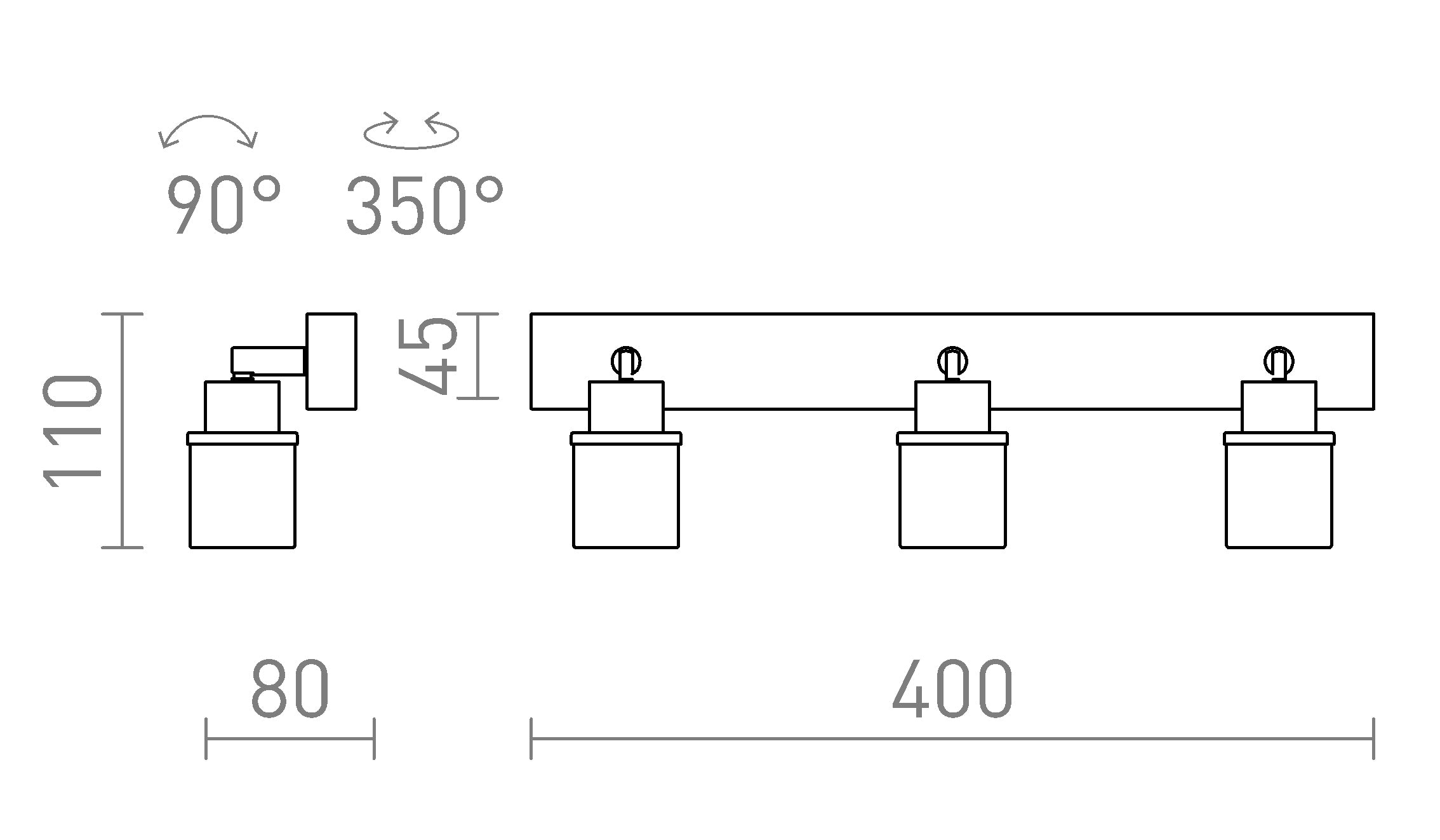 LINN III stropne spotlampe lampa - Product sketch
