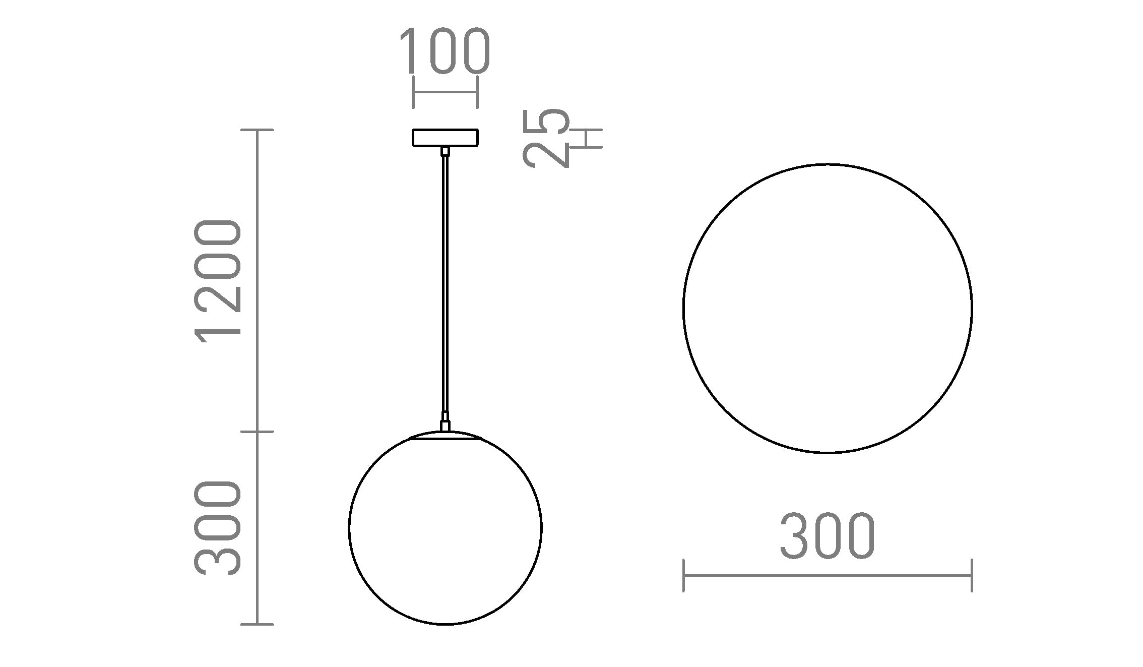 LUNA 30 a sospensione lampada - Product sketch