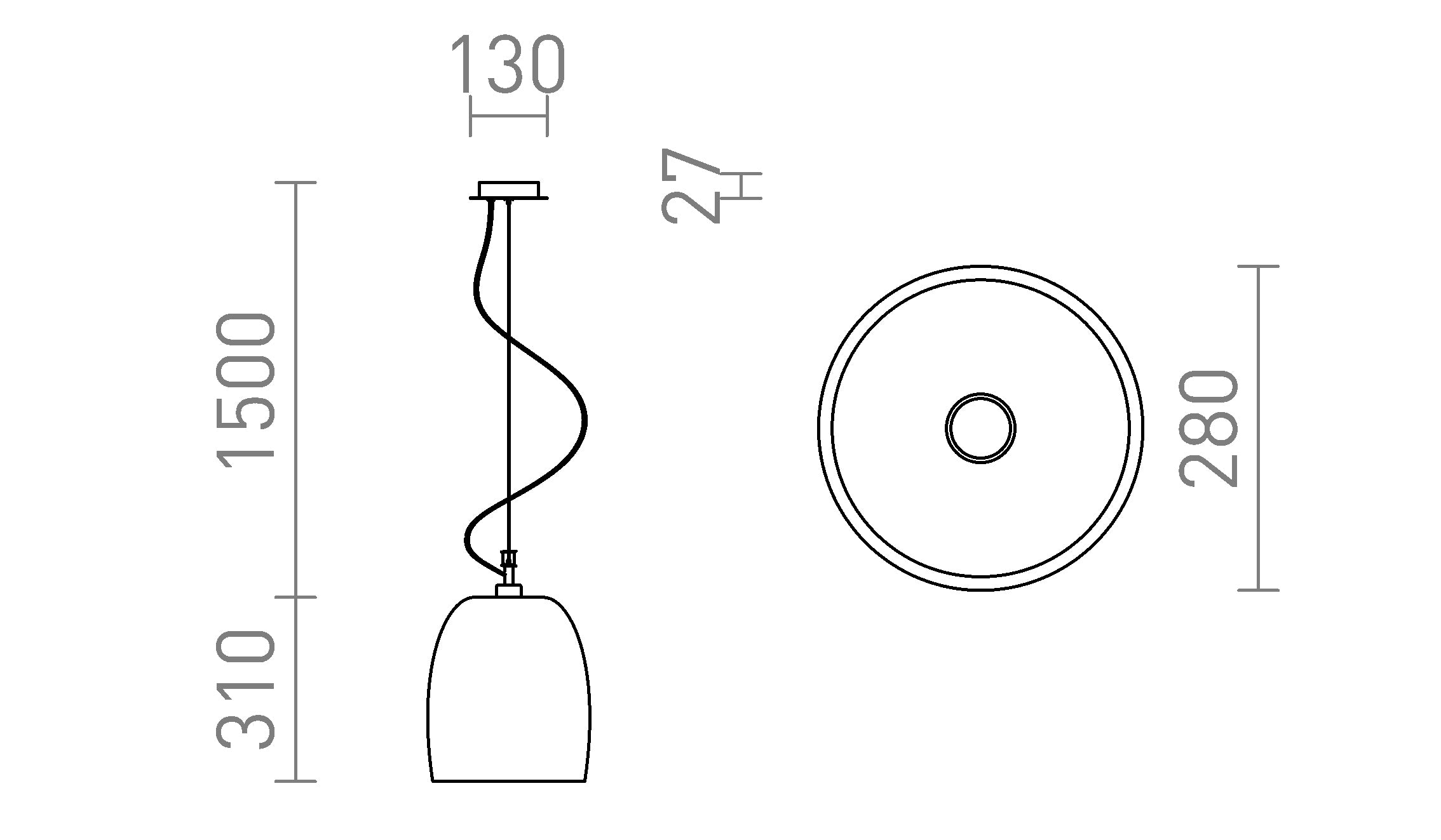 COROA NEW 28 pendant lamp - Product sketch