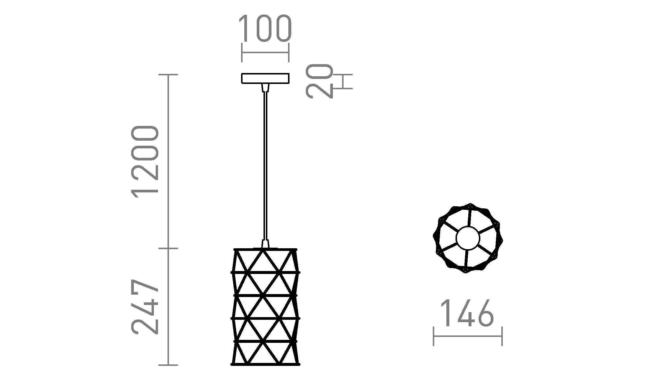 ILUSIA hanglamp lamp - Product sketch
