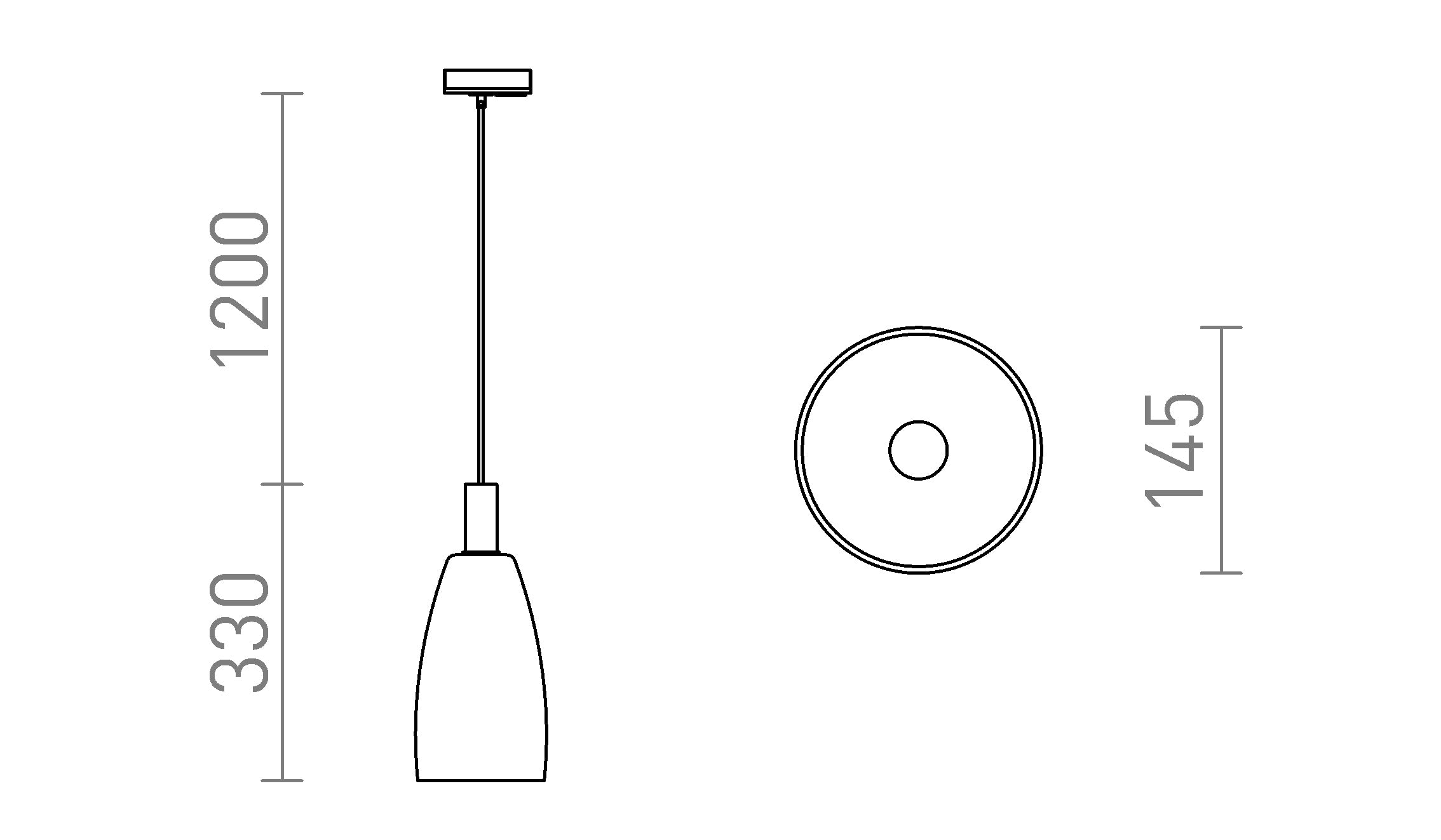 BELLINI L E14 voor 1f. stroomrail hanglamp lamp - Product sketch