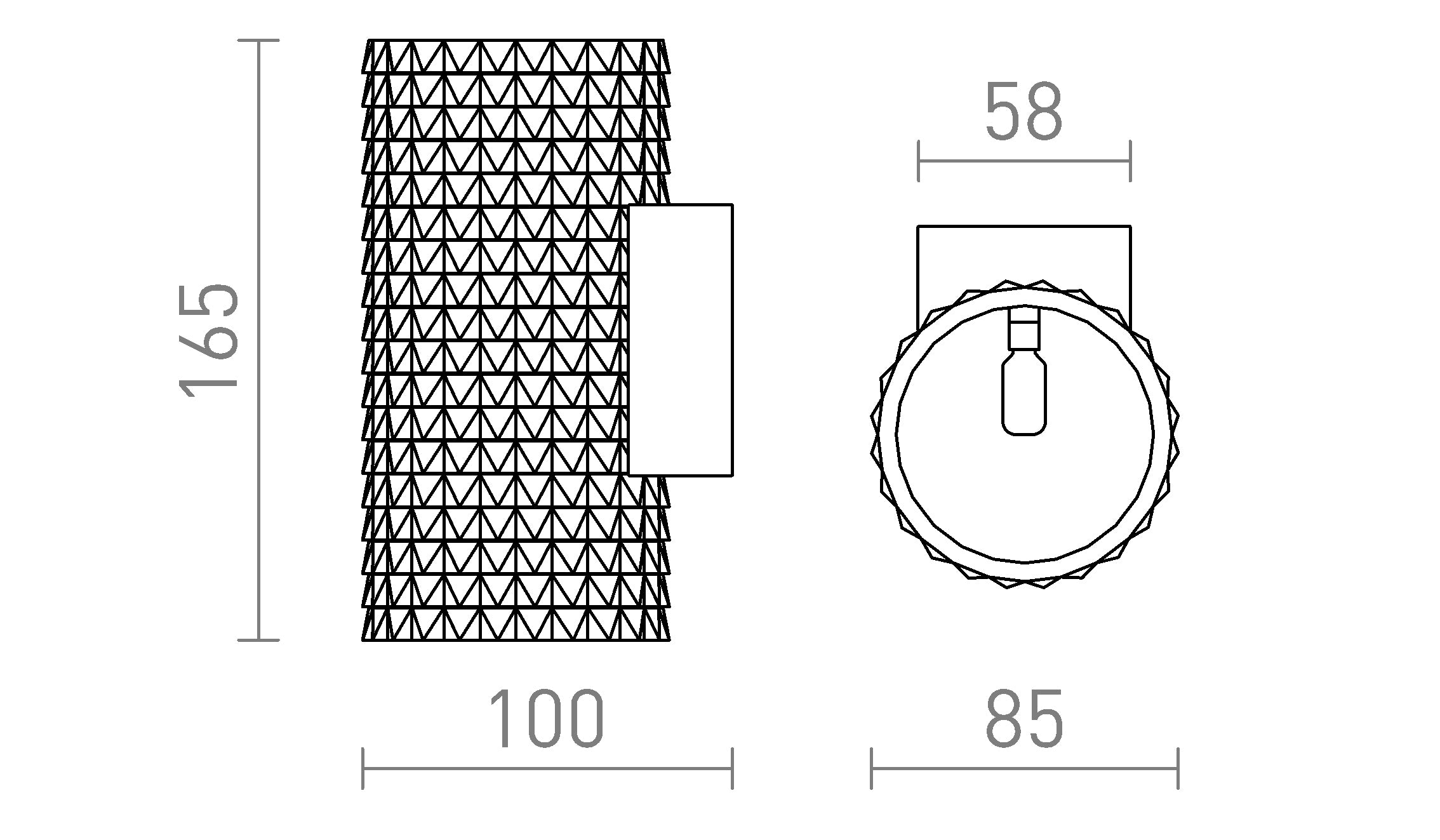 GLANS RB2 165 da parete lampada - Product sketch