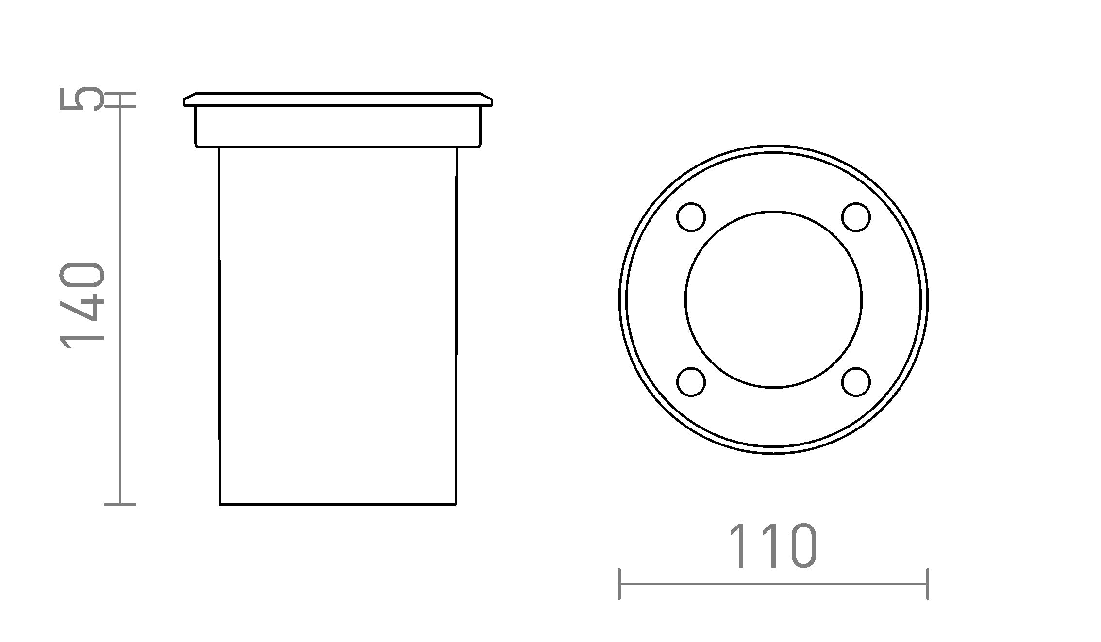 ORBU R ugradna lampa - Product sketch