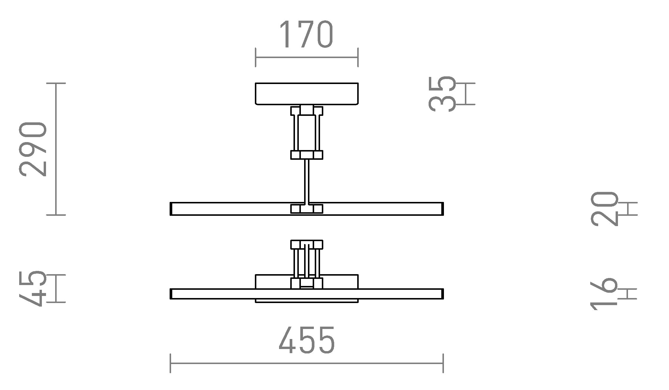 FRIDA 46 seinä lamppu - Product sketch