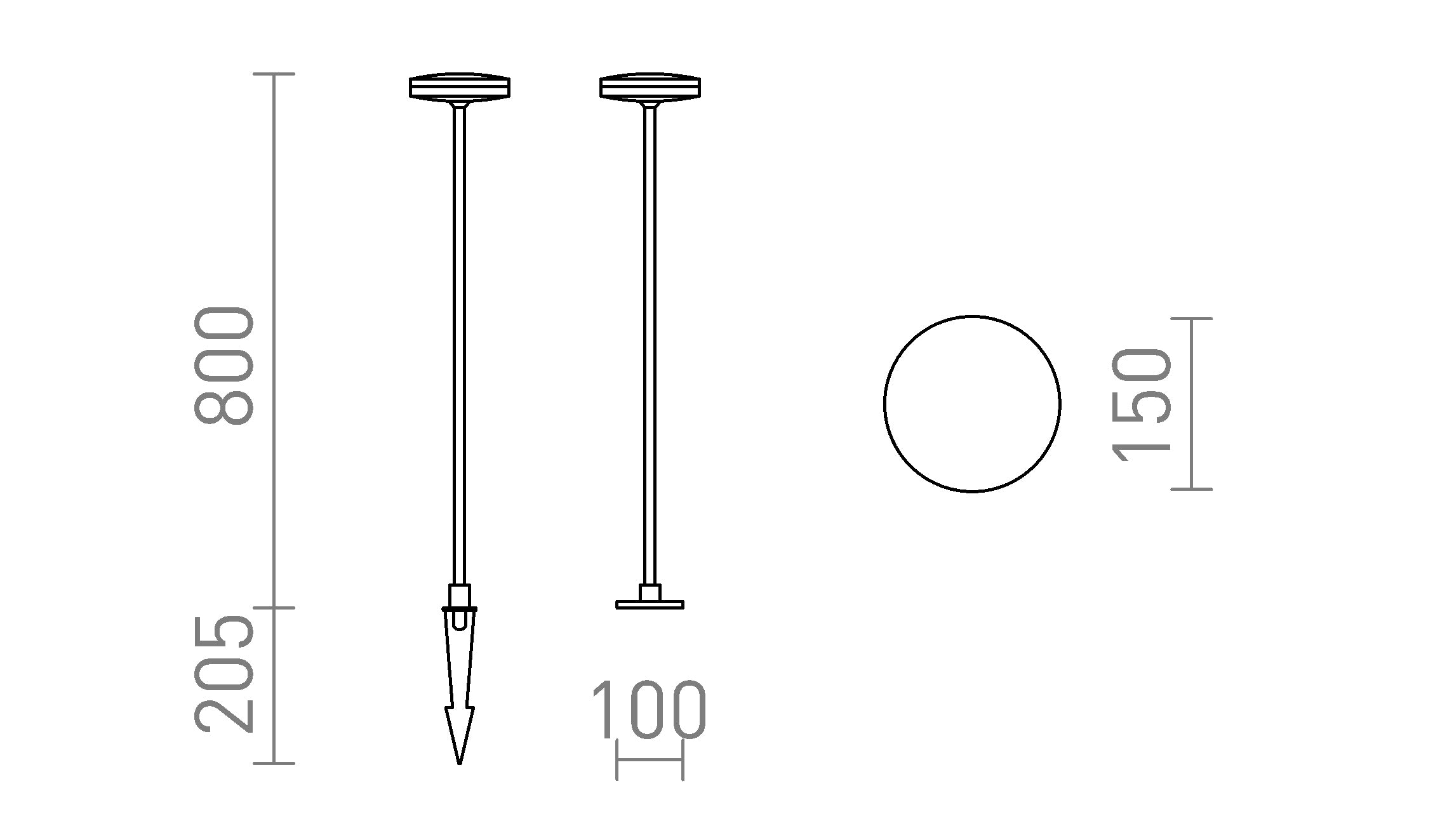 SEMPLICE 80 φωτιστικό δαπέδου / σε καρφί λαμπτήρας - Product sketch