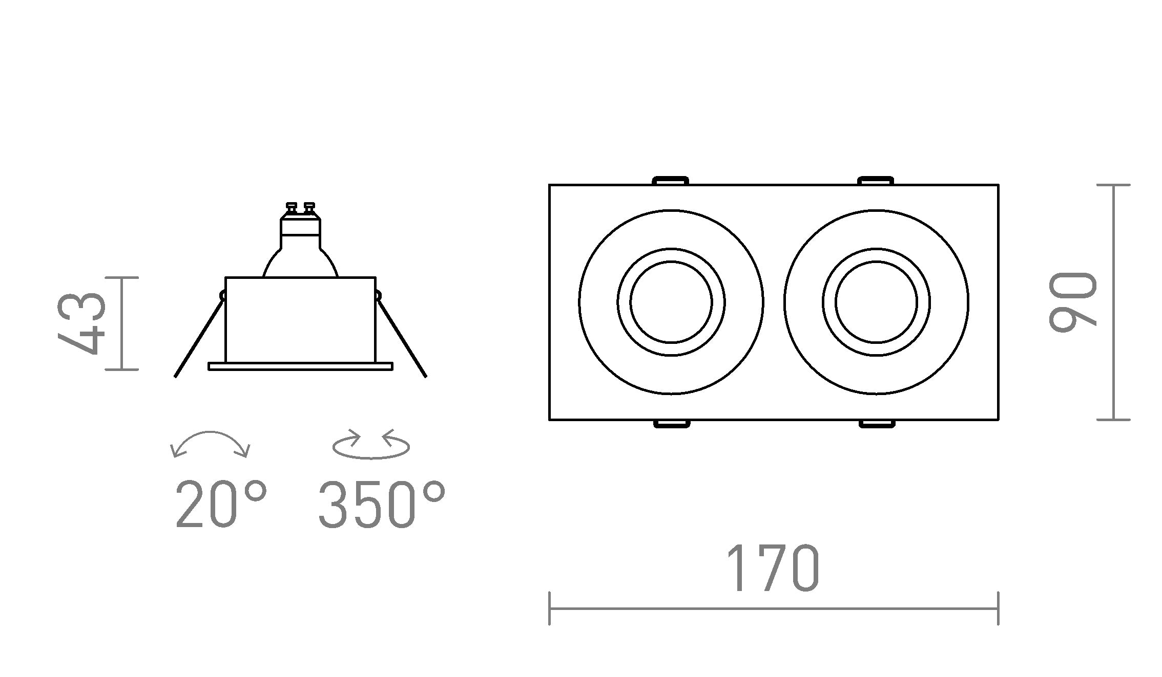 GALO II încastrat lampă - Product sketch