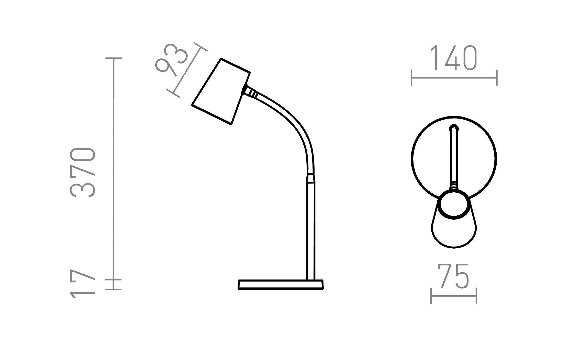 VERINA tafellamp lamp - Product sketch