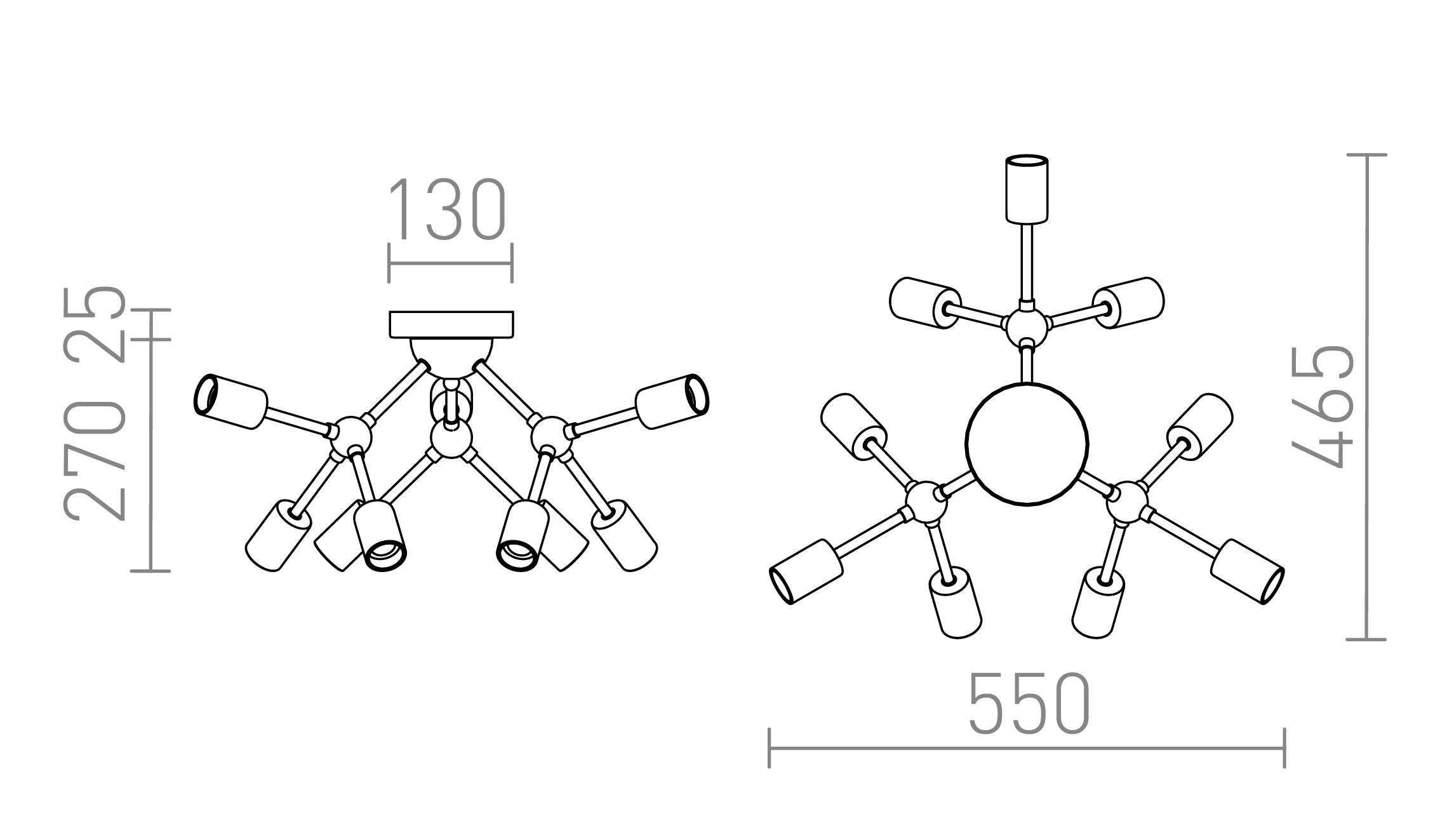 ARTEMIA 9 stropna lampa - Product sketch