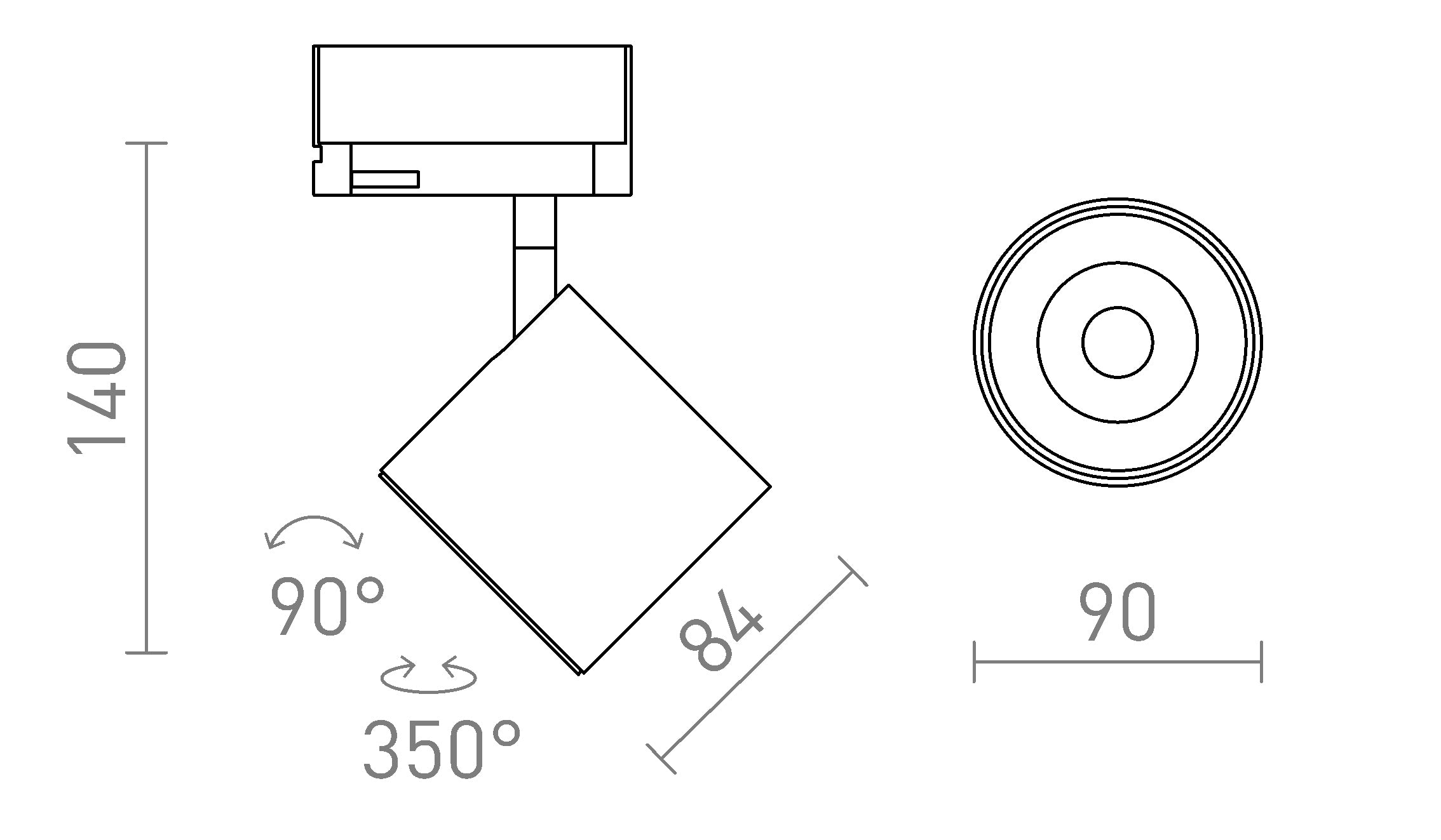 IRIS 9 för 3-fasskena - Product sketch