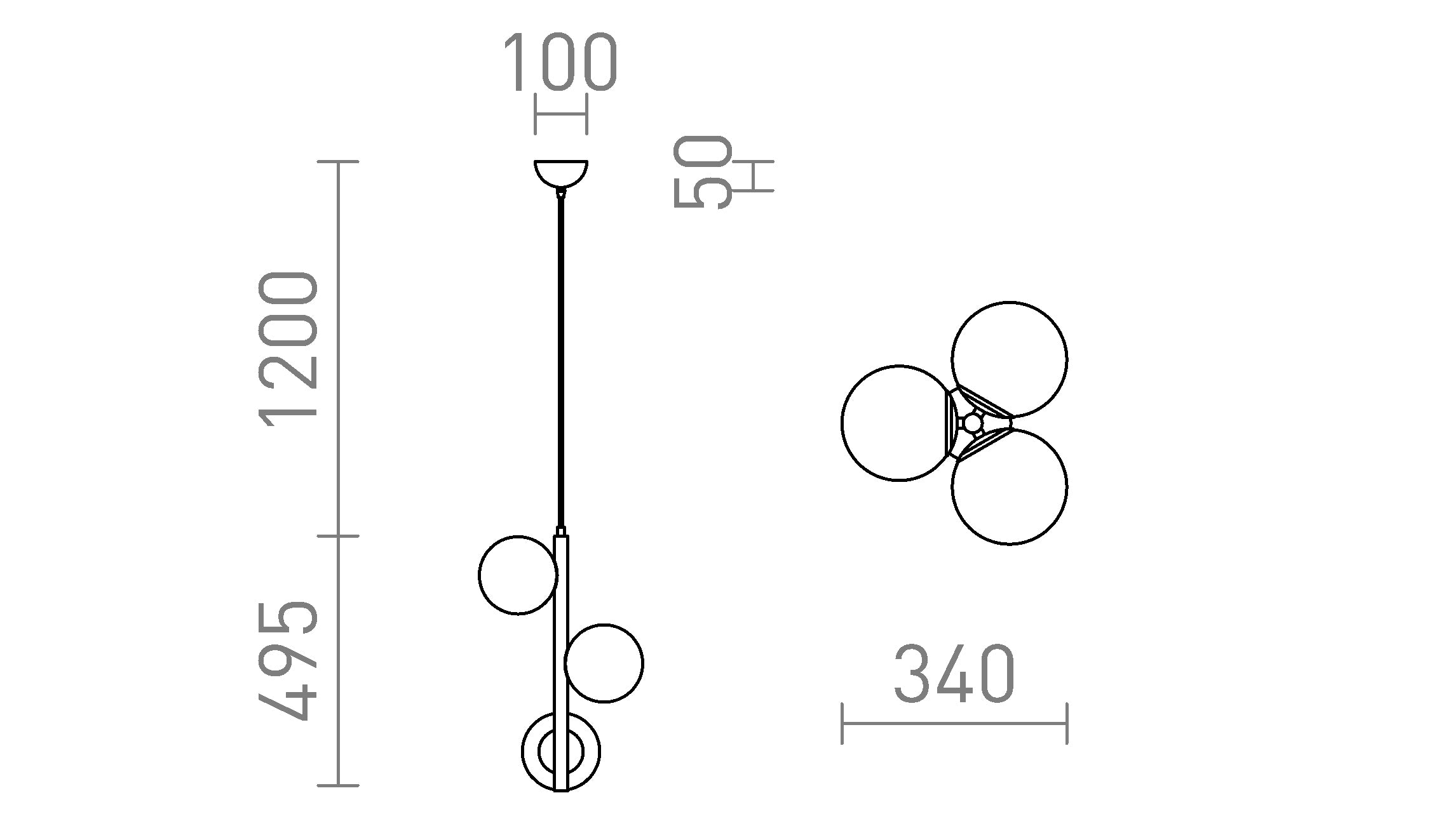 ETHERIA pendel lampa - Product sketch