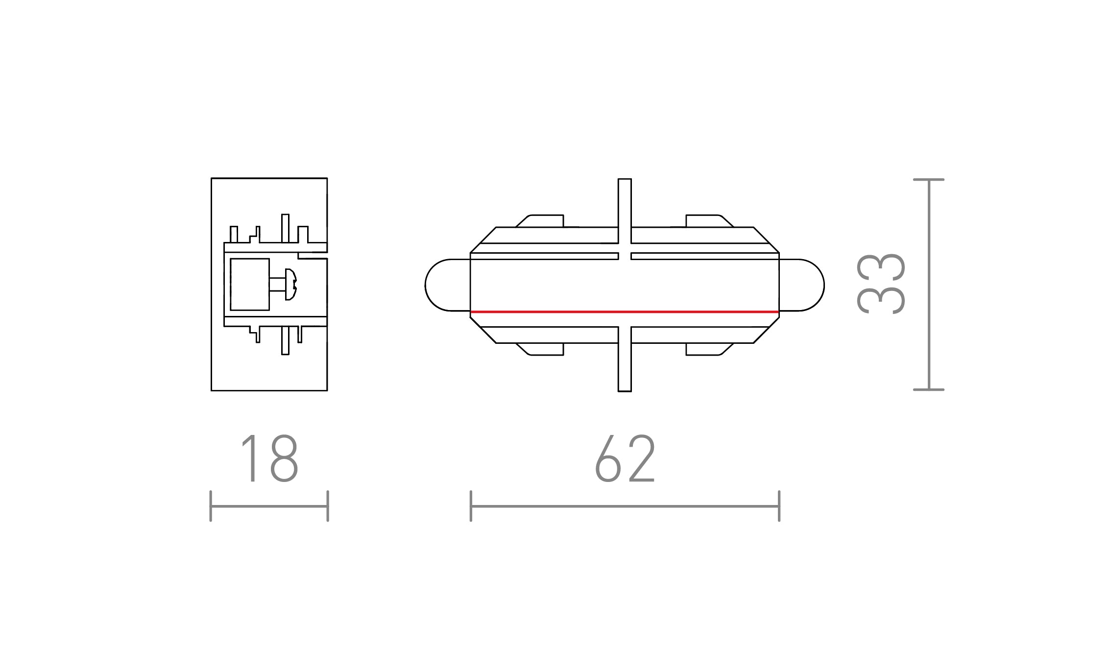 DIRECTE KOPPELSTUK VOOR 1F. STROOMRAIL - Product sketch