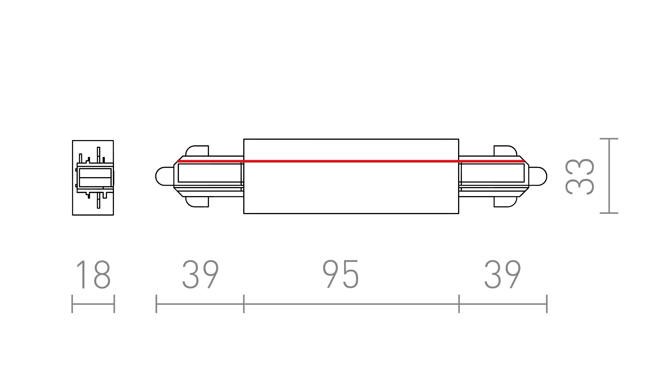 DIRECTE KOPPELSTUK MET VOEDING VOOR 1F. STROOMRAIL - Product sketch