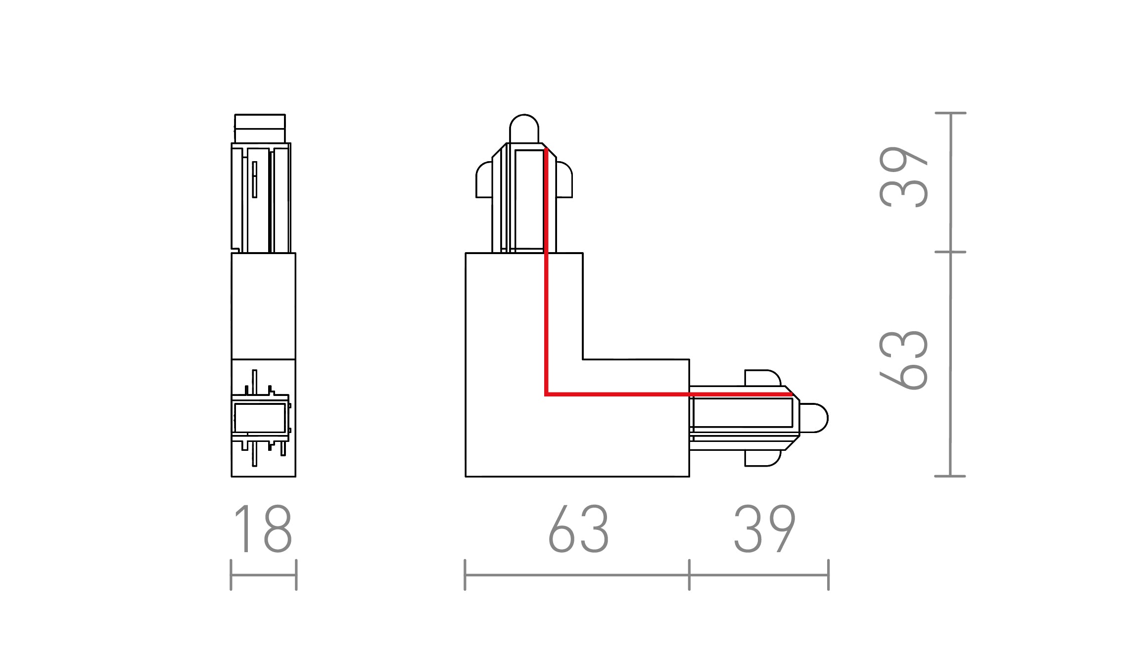 L KOPPELSTUK VOOR 1F. STROOMRAIL (UIT) - Product sketch