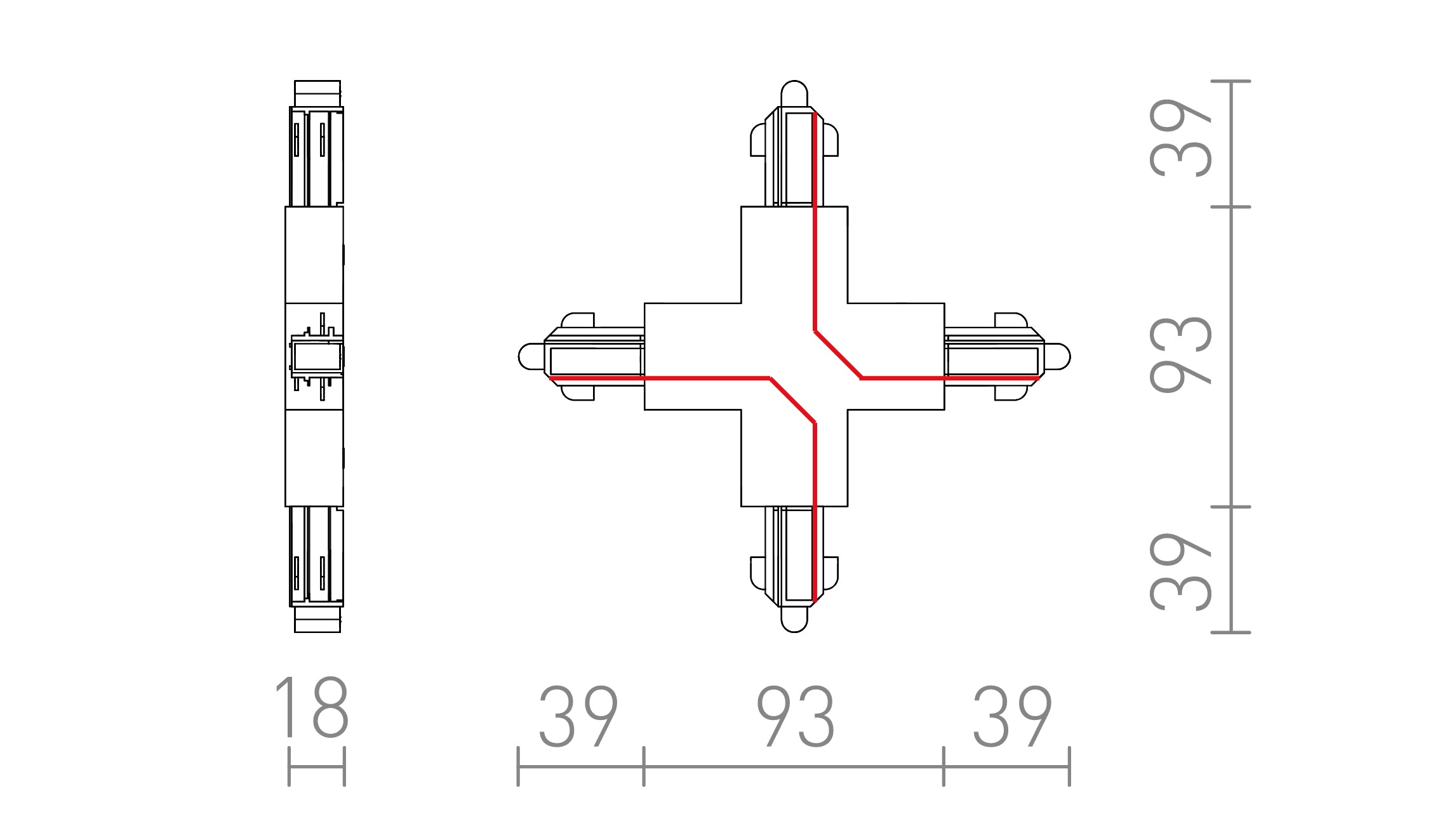 X KOPPELSTUK VOOR 1F. STROOMRAIL - Product sketch