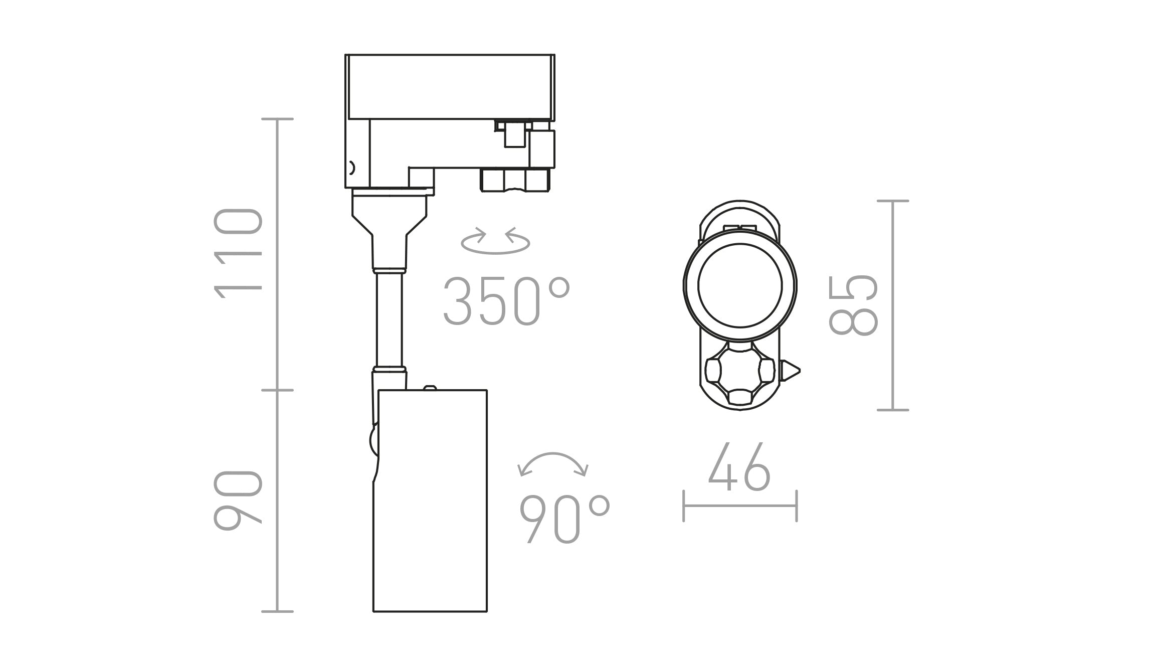 LOLLIPOP  voor 3f. stroomrail - Product sketch