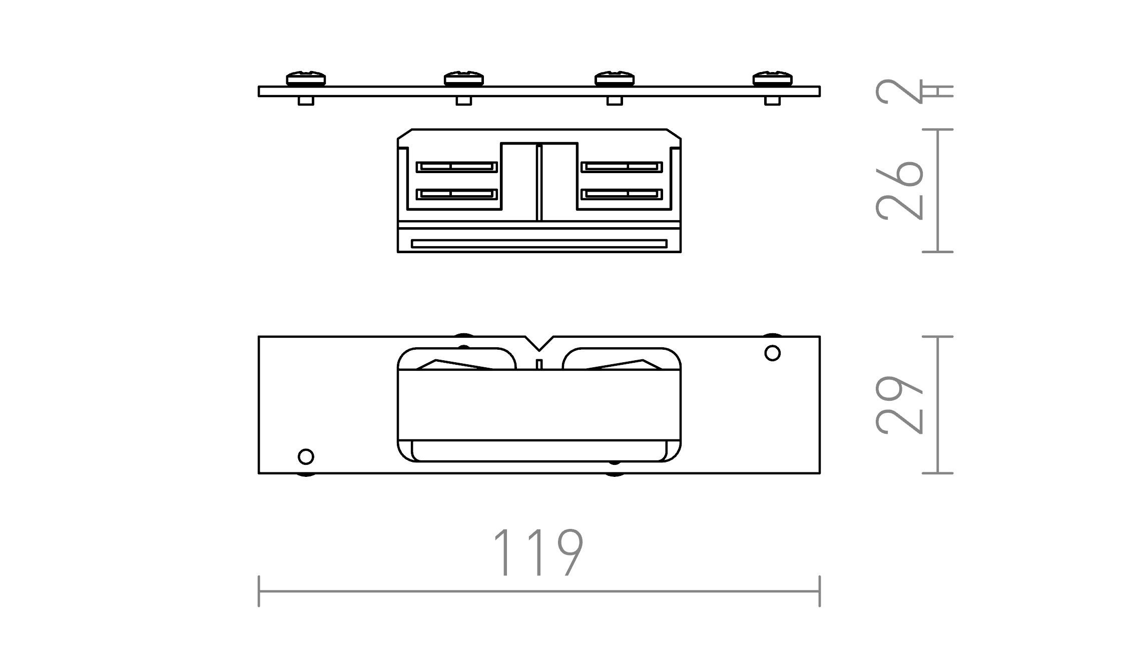 EUTRAC GELEIDENDE VERBINDING VOOR INBOUW STRIP - Product sketch