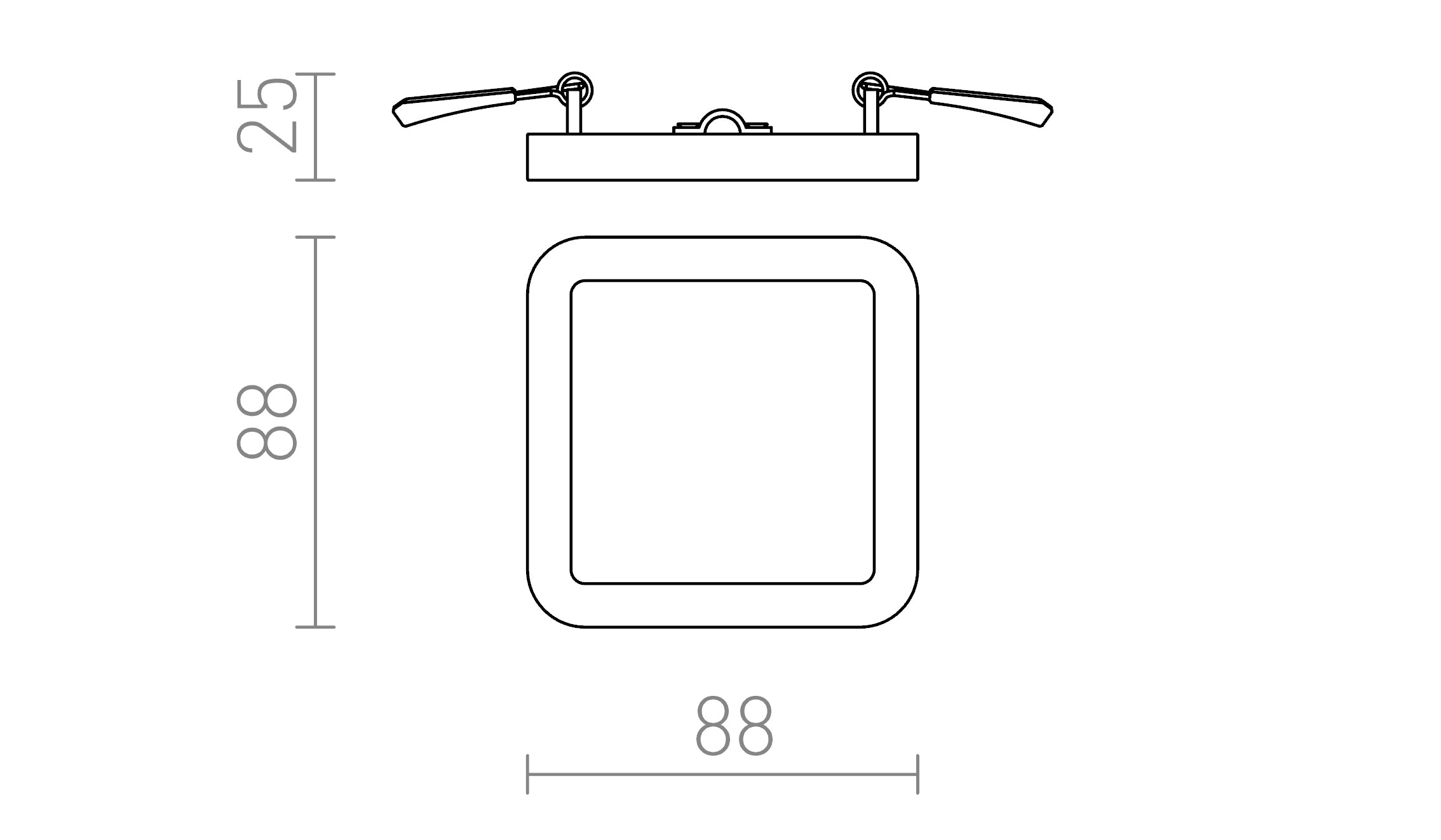 HUE SQ 9 DIMM INBOUWLAMP - Product sketch