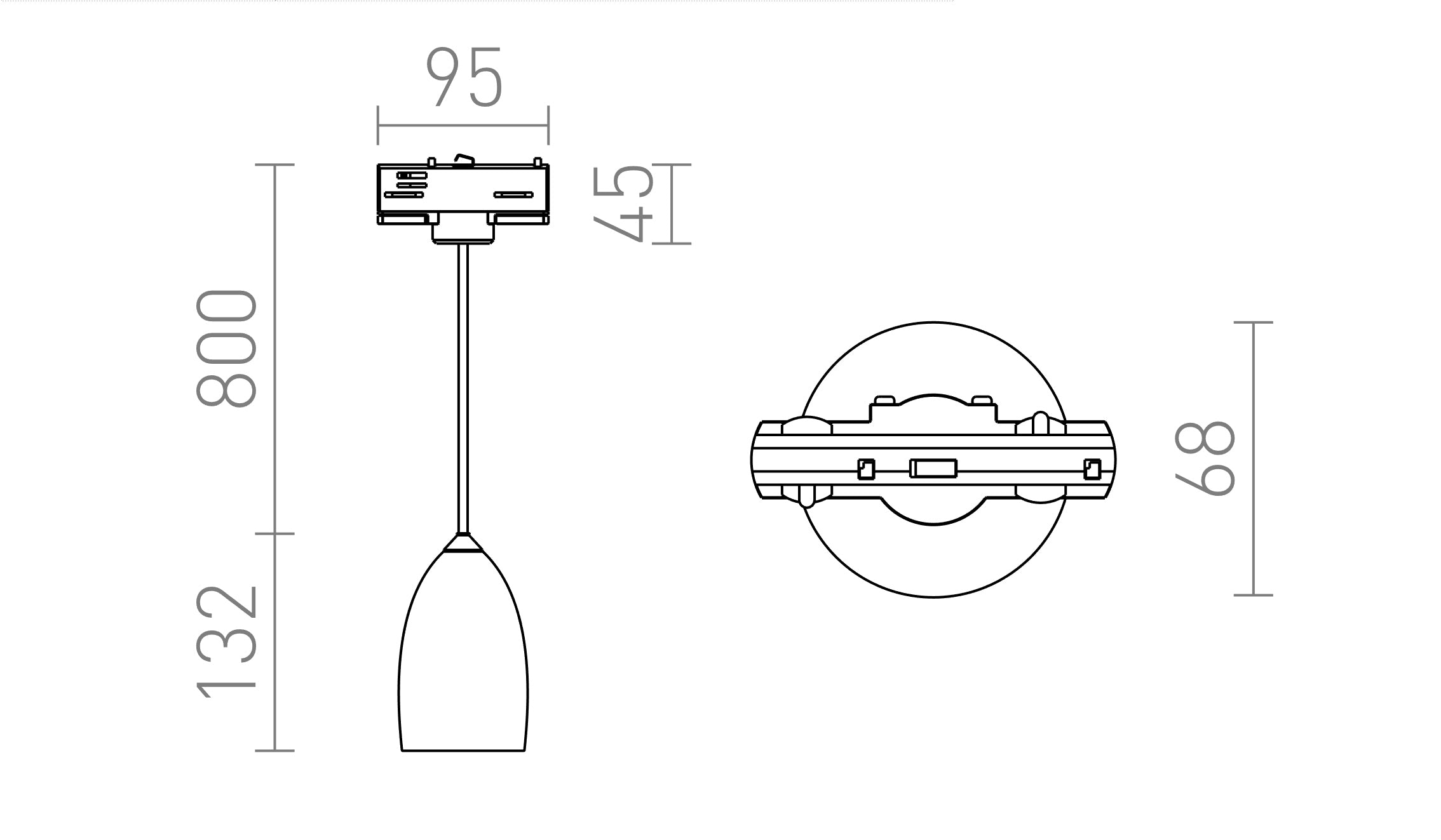 BABADES VOOR DRIEFAZIGE STROOMRAIL - Product sketch