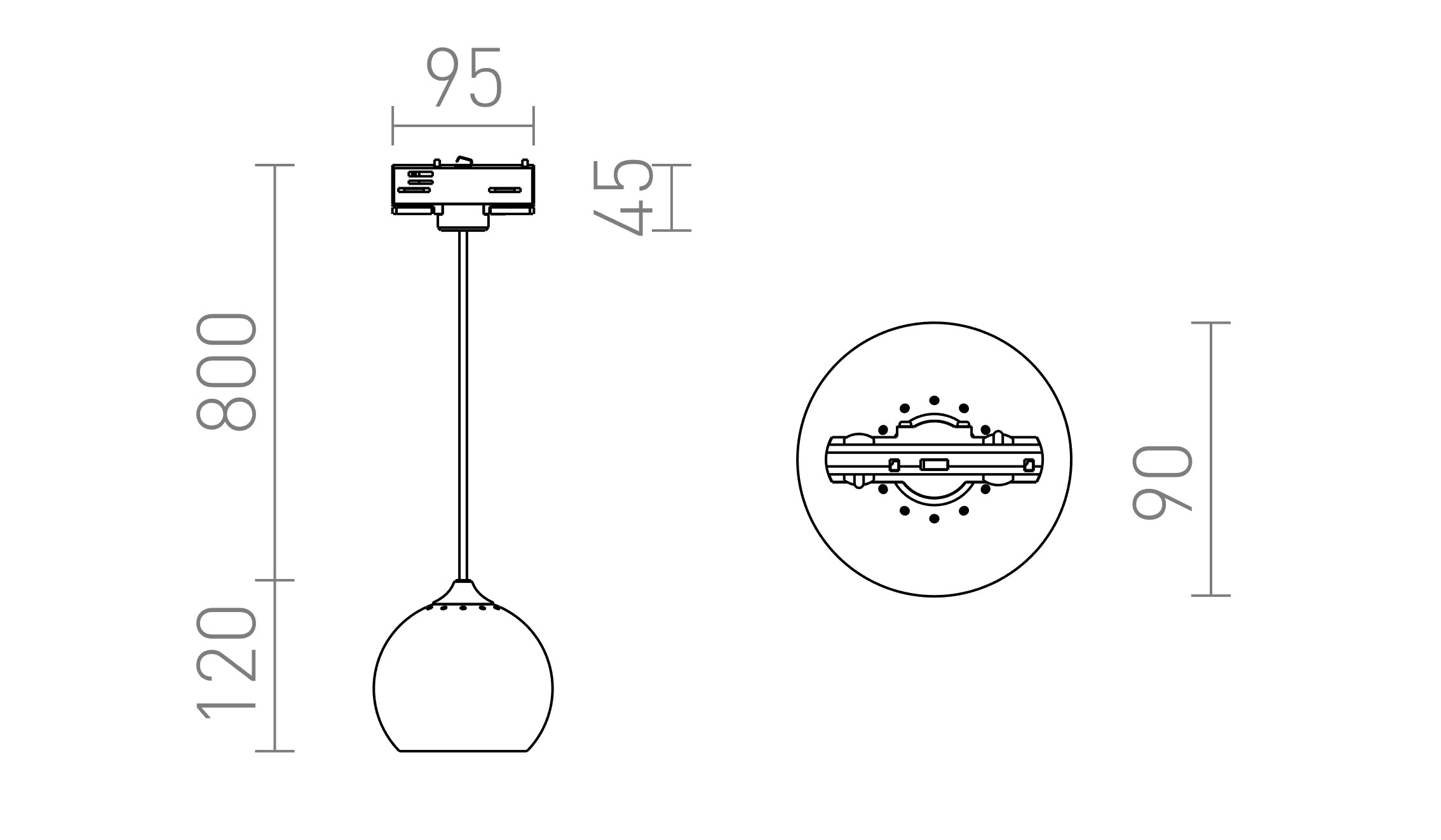 DESTY VOOR DRIEFAZIGE STROOMRAIL - Product sketch