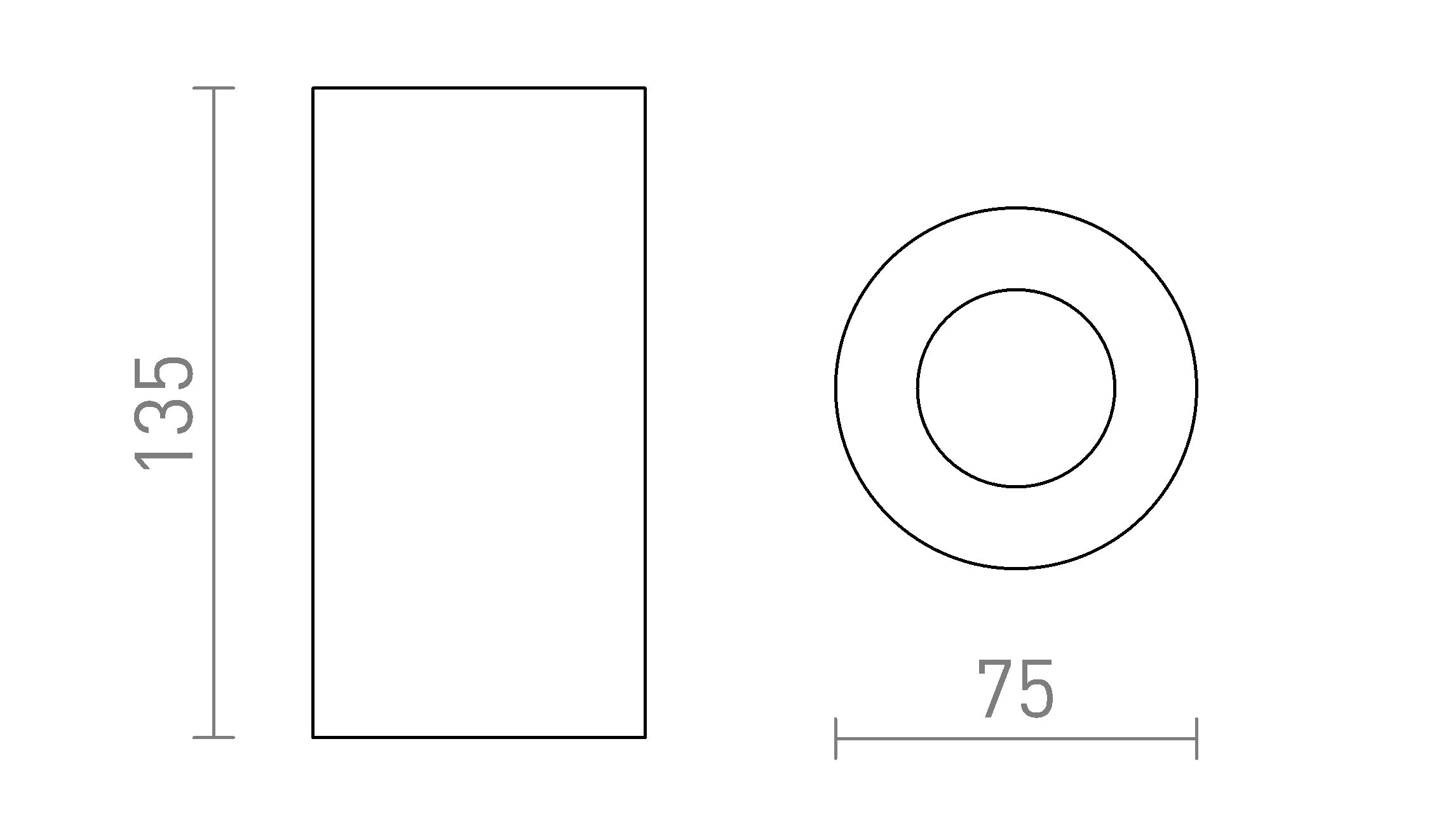 CANTO  plafondlamp zonder sierring - Product sketch