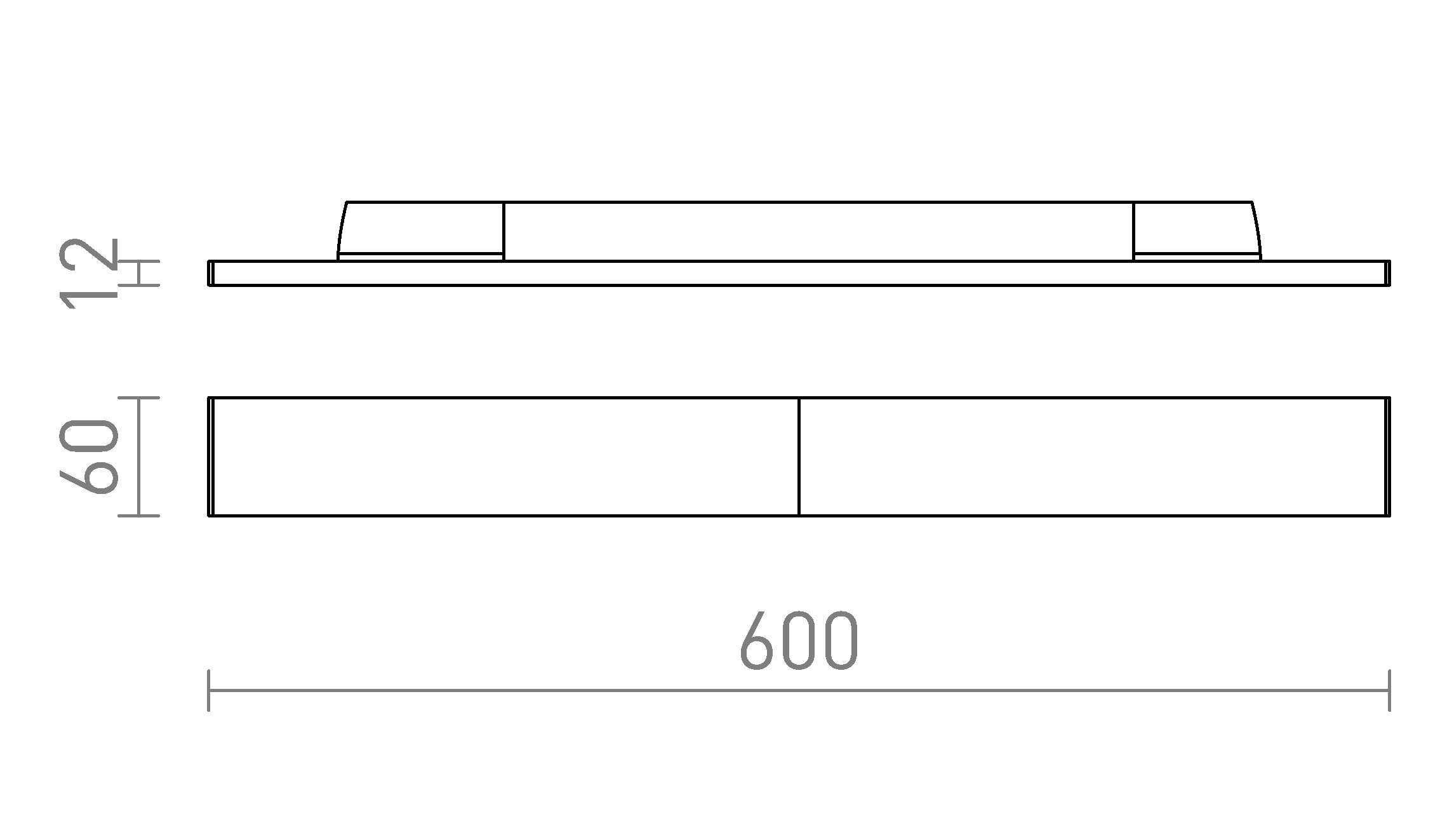 FLATLINE 60 VOOR 3-F. STROOMRAILS - Product sketch
