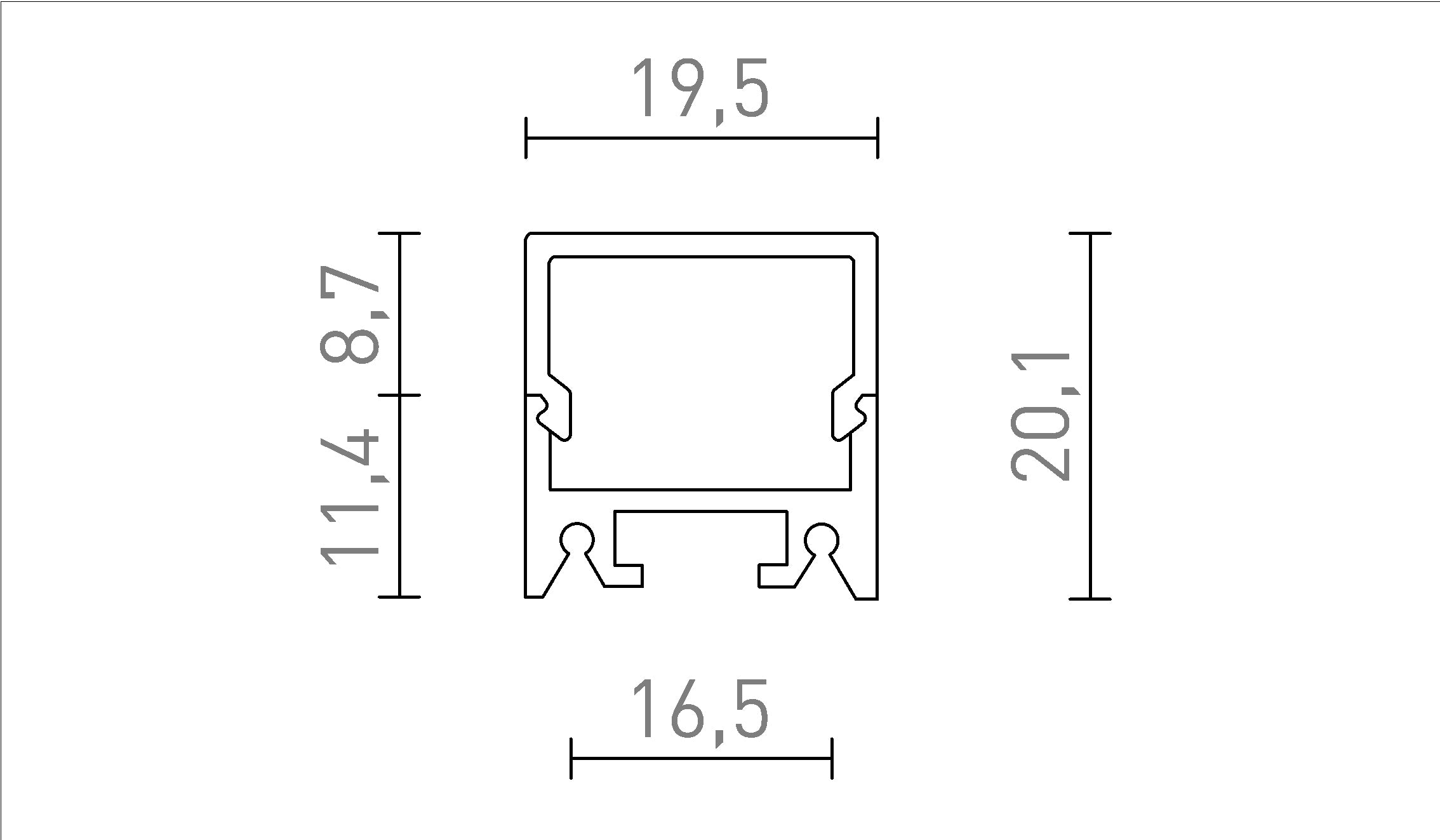 LED OPBOUWPROFIEL D - Product sketch