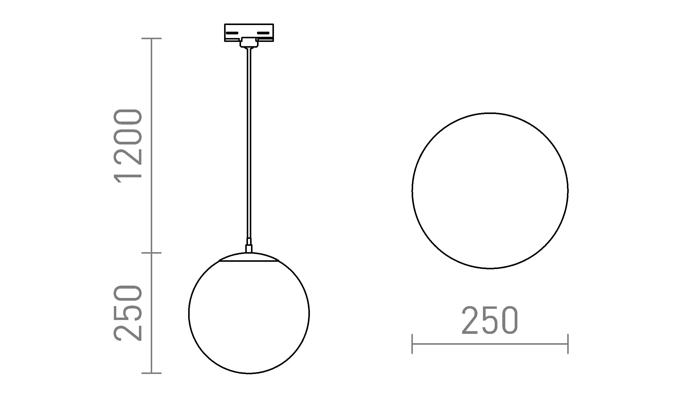 LUNA 25 VOOR 3-F. STROOMRAILS PENDENT - Product sketch