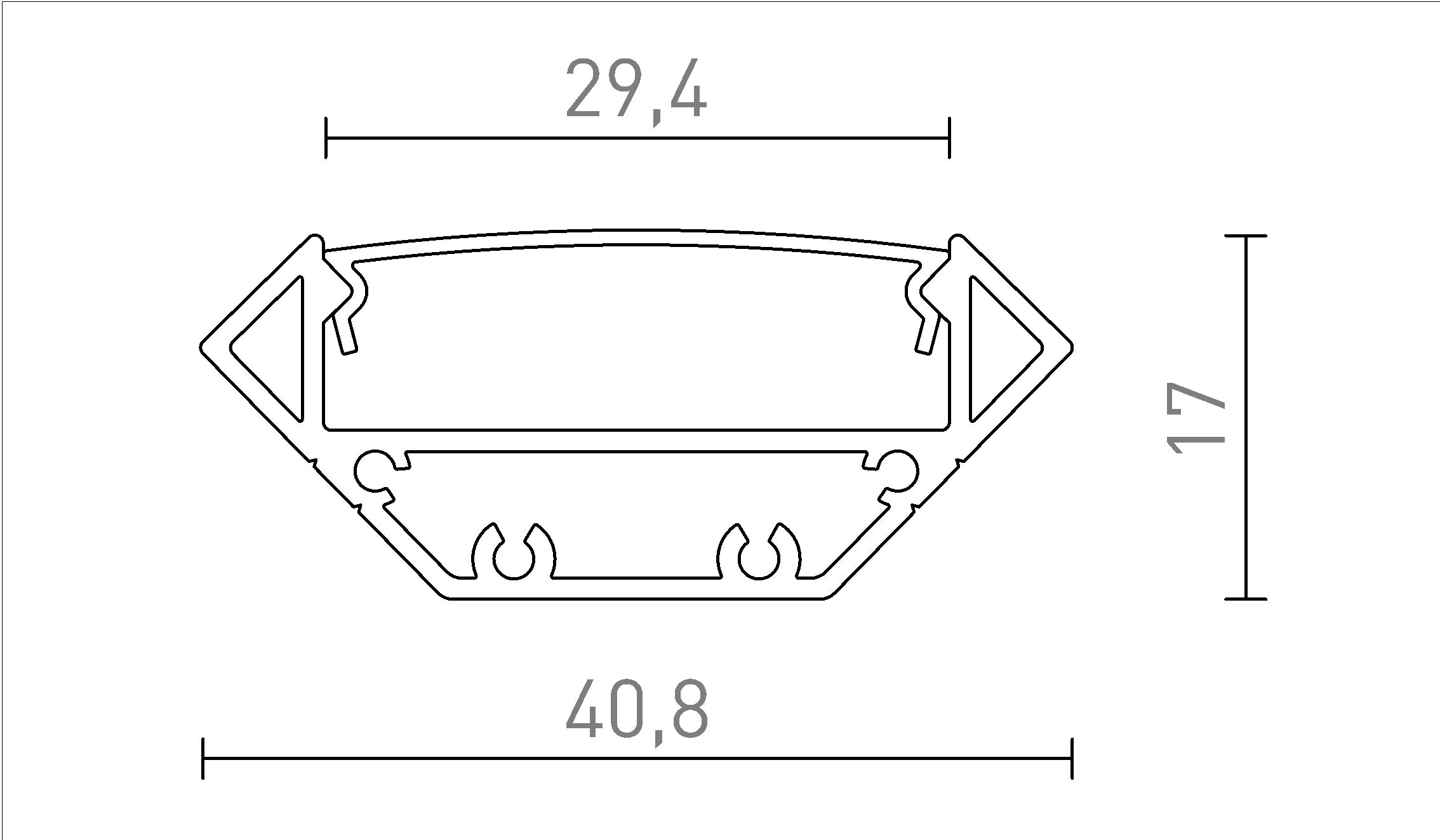 LED OPBOUWPROFIEL J - Product sketch