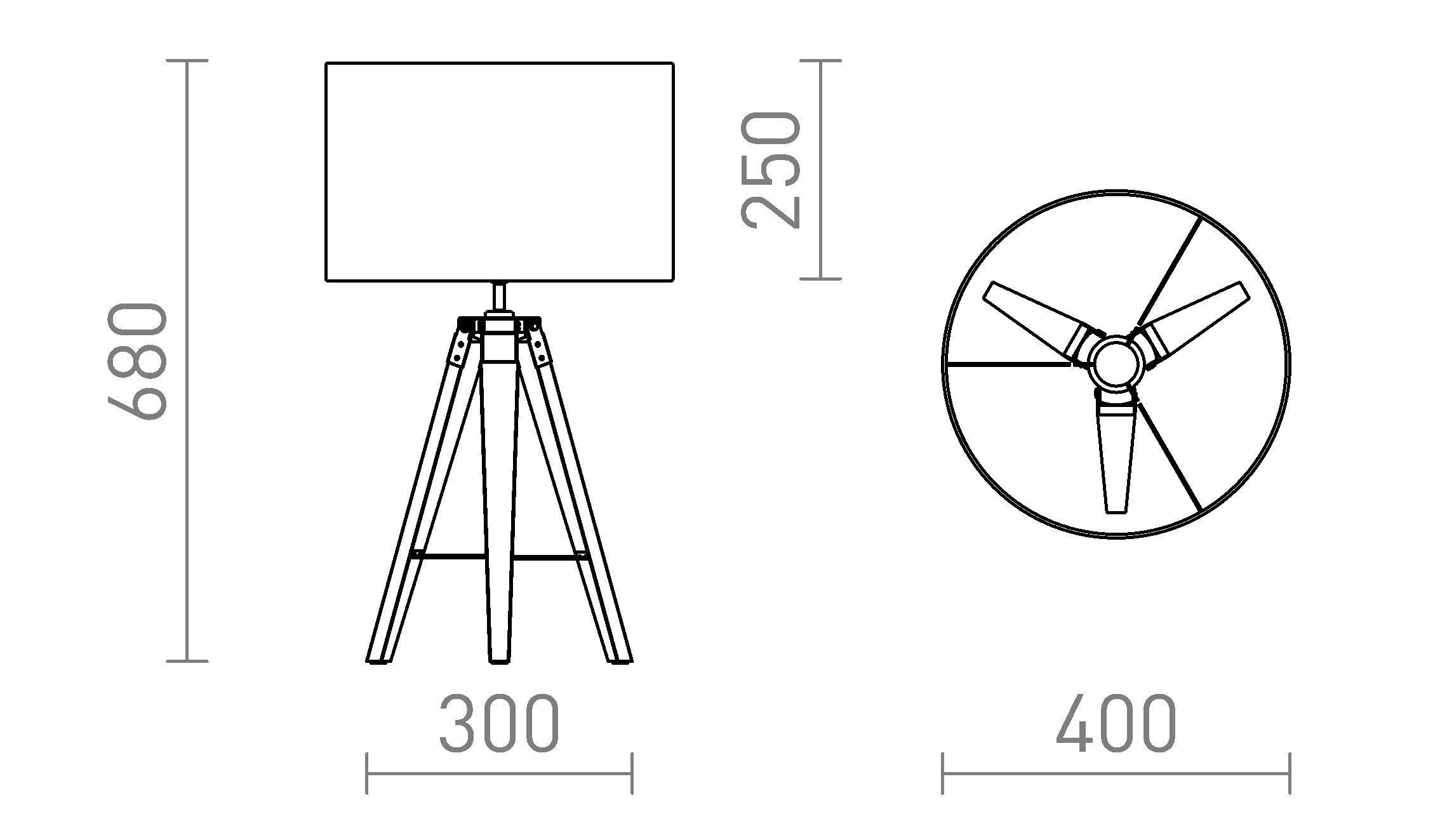 ALVIS/RON TAFELLAMP - Product sketch