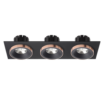 RENDL recessed light SHARM SQ III recessed black/black copper 230V LED 3x10W 24° 3000K R13264 2
