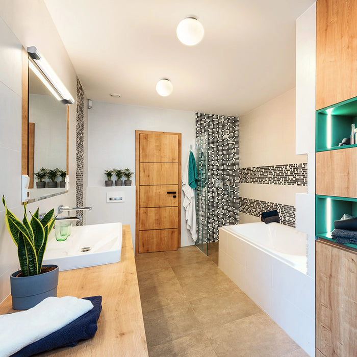 RENDL surface mounted lamp BOLLY 26 ceiling  opal-colored glass/chrome 230V LED E27 15W IP44 R13694 2